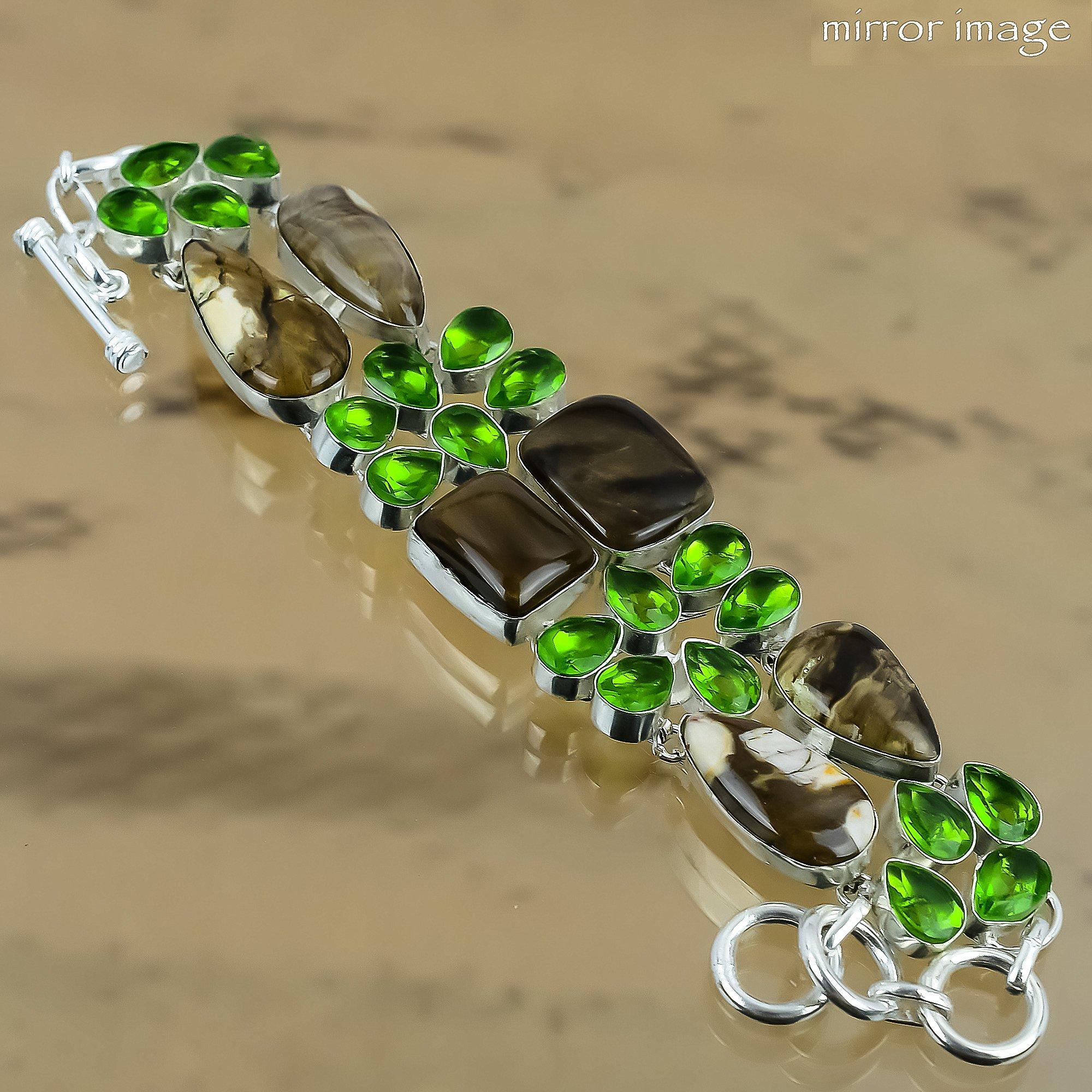 Подарок для женщин Регулируемый браслет-цепочка Серебро 925 пробы Натуральный арахисовый лес Яшма