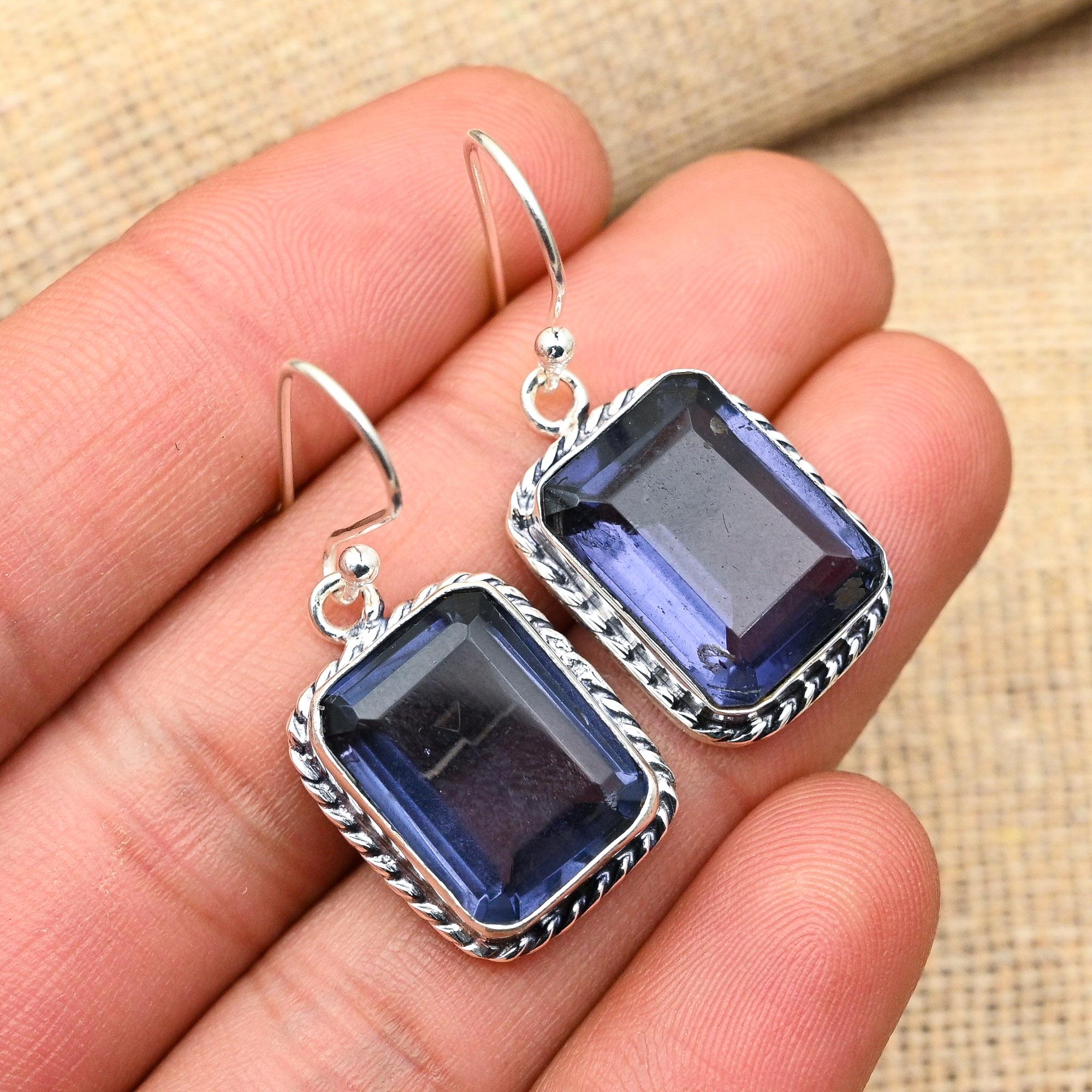 Восхитительные ювелирные серьги ручной работы из стерлингового серебра 925 пробы с драгоценным камнем иолит для нее