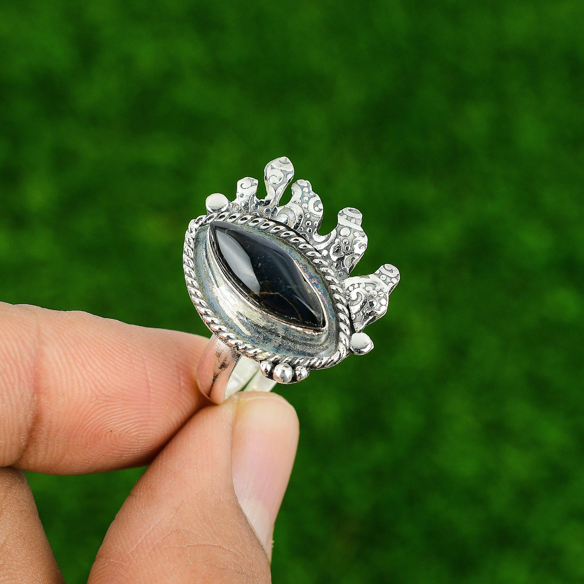 Mothers day Sale 925 Sterling Silver Natural Pietersite Daughter Promise Ring