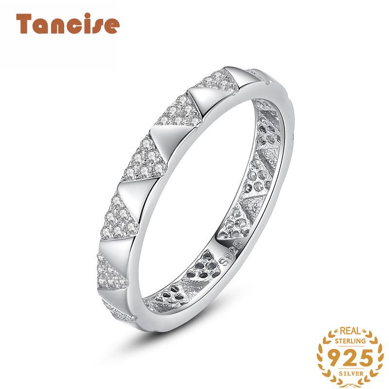 Tancise Classic стерлингового серебра 925 пробы кольцо с цирконом женские ювелирные изделия свадебное обещание вечерние подарок
