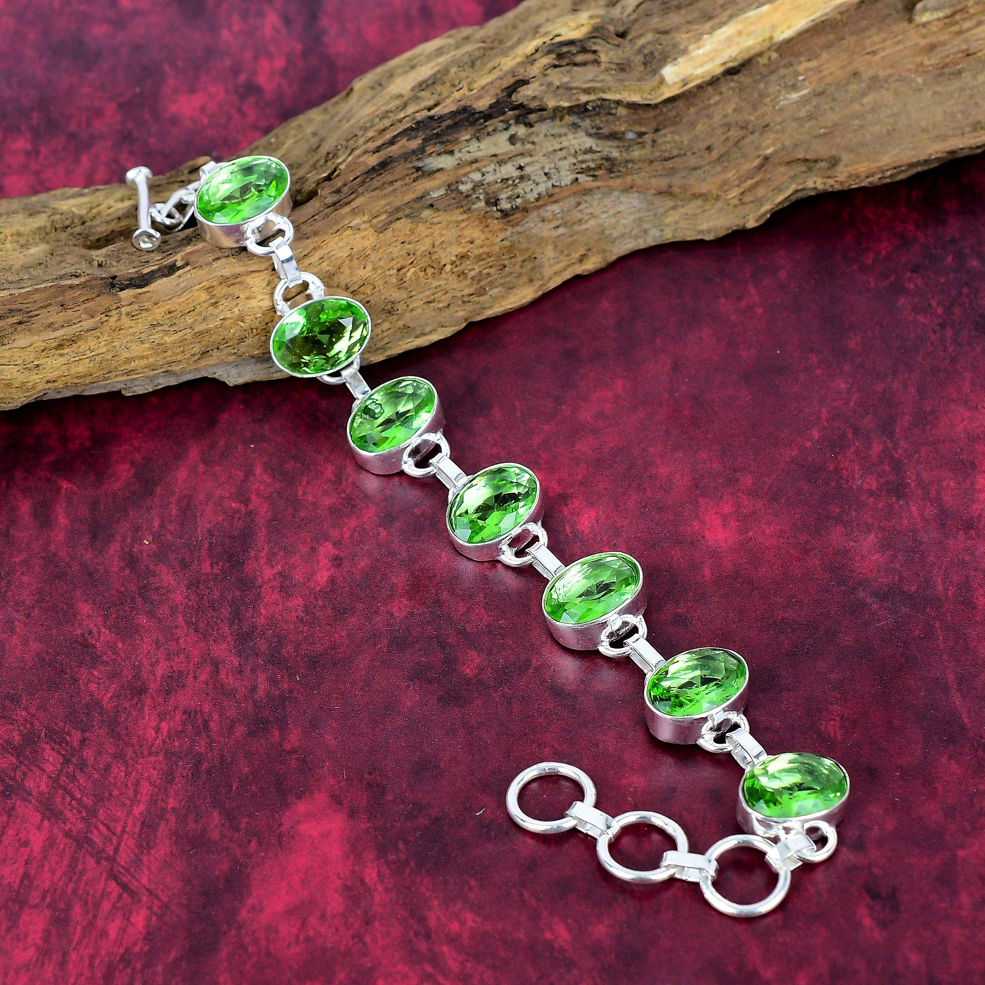 Браслет из цельного серебра 925 пробы с цаворитом, браслет ручной работы с драгоценными камнями, подарки для жены, совершенно новый браслет