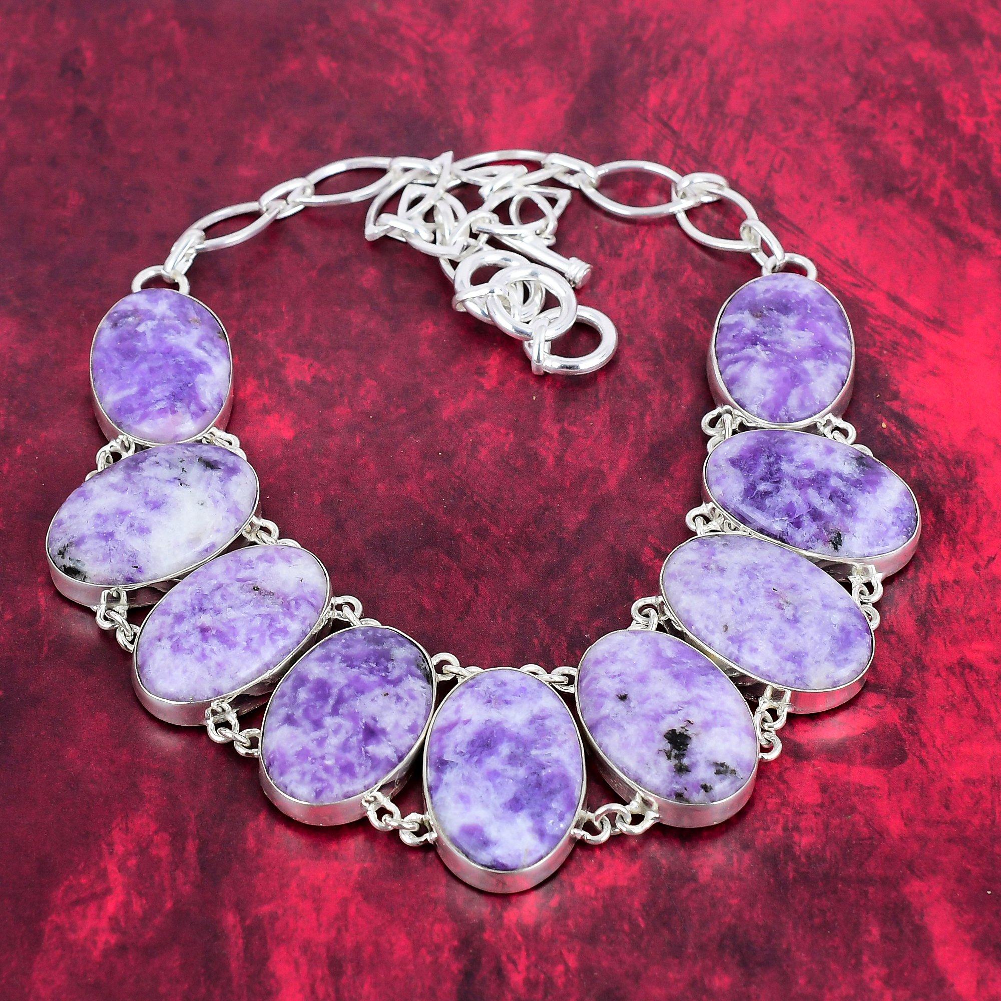 Ожерелье с драгоценным камнем лепидолит, стерлинговое серебро 925 пробы, регулируемая цепочка, ожерелье, антикварные ювелирные изделия ручной работы, подарок для мамы