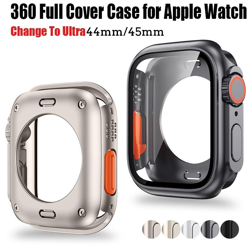 Переход на Ultra 360 Full Protector Case для Apple Watch 45 мм 44 мм Защитная пленка из закаленного стекла для IWatch Series 8 7 6 SE 5