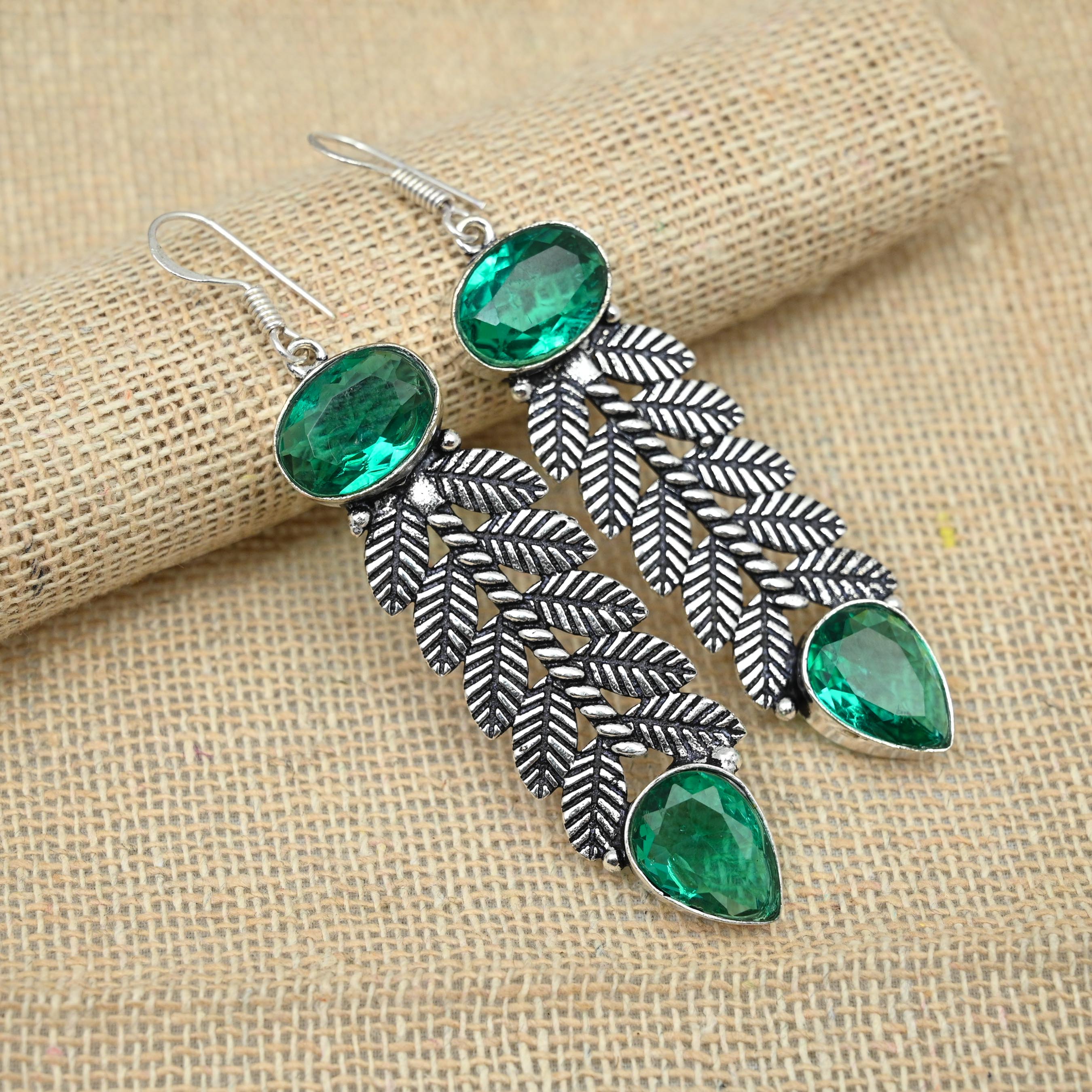 Зеленый апатит, великолепный драгоценный камень, изящные серьги, ювелирные изделия, ювелирные изделия из стерлингового серебра 925 пробы