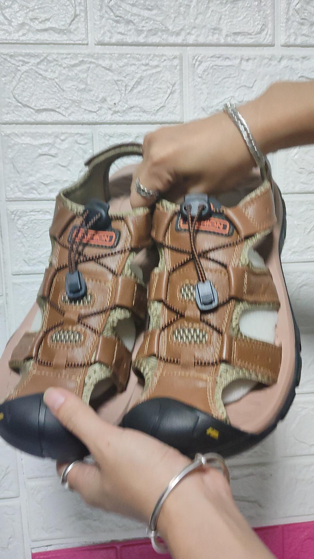 Мужские сандалии, кожаные прогулочные туфли с закрытым носком, широкие уличные спортивные сандалии для пеших прогулок, пляжных прогулок