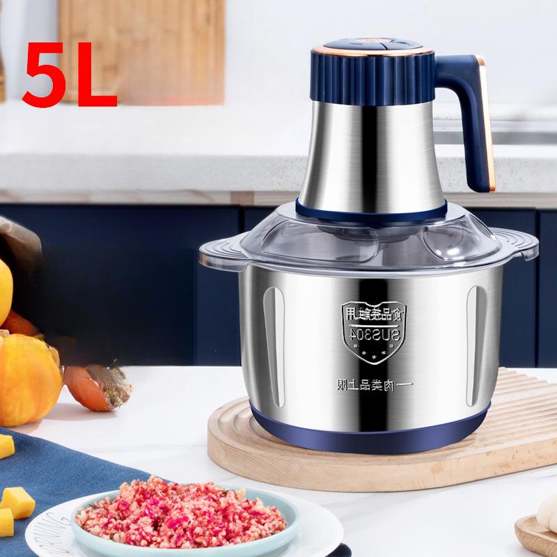 5L Capacity Meat Grinder 5 Speeds Stainless Steel Electric Meat Chopper 500W High Power Multifunctional Household Food Processor for Kitchen