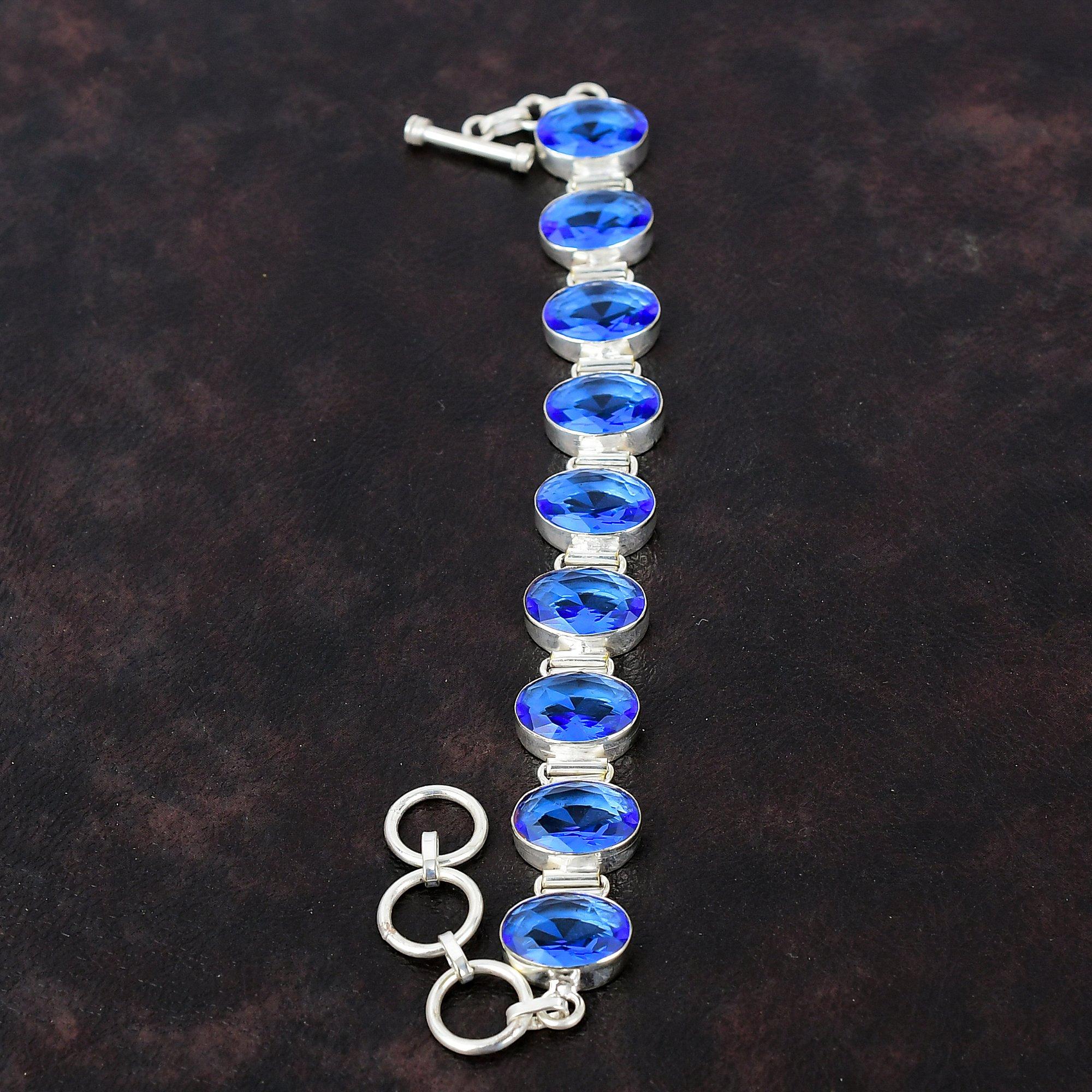 Граненый Танзанит Кварцевый Браслет Ювелирные Изделия Ручной Работы Из Серебра 925 Браслет Регулируемый Браслет-Цепочка Удивительные Ювелирные Изделия Для Подарка