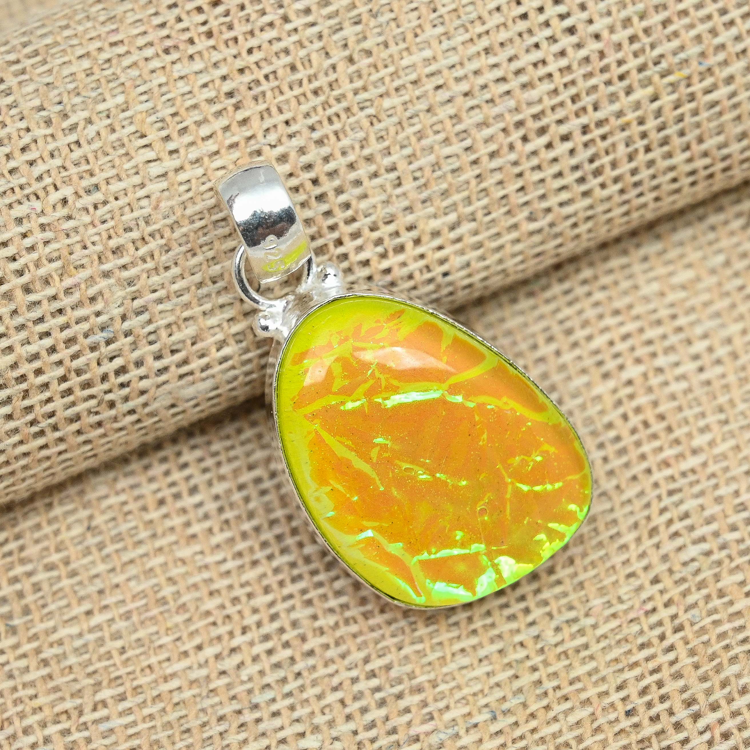 Желтый тройной опал, драгоценный камень, стерлинговое серебро 925 пробы, необычные подвески ручной работы, ювелирные изделия