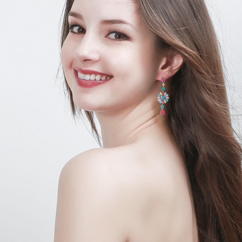 WWJ модные банкетные украшения, разноцветные длинные серьги-капли для девочек