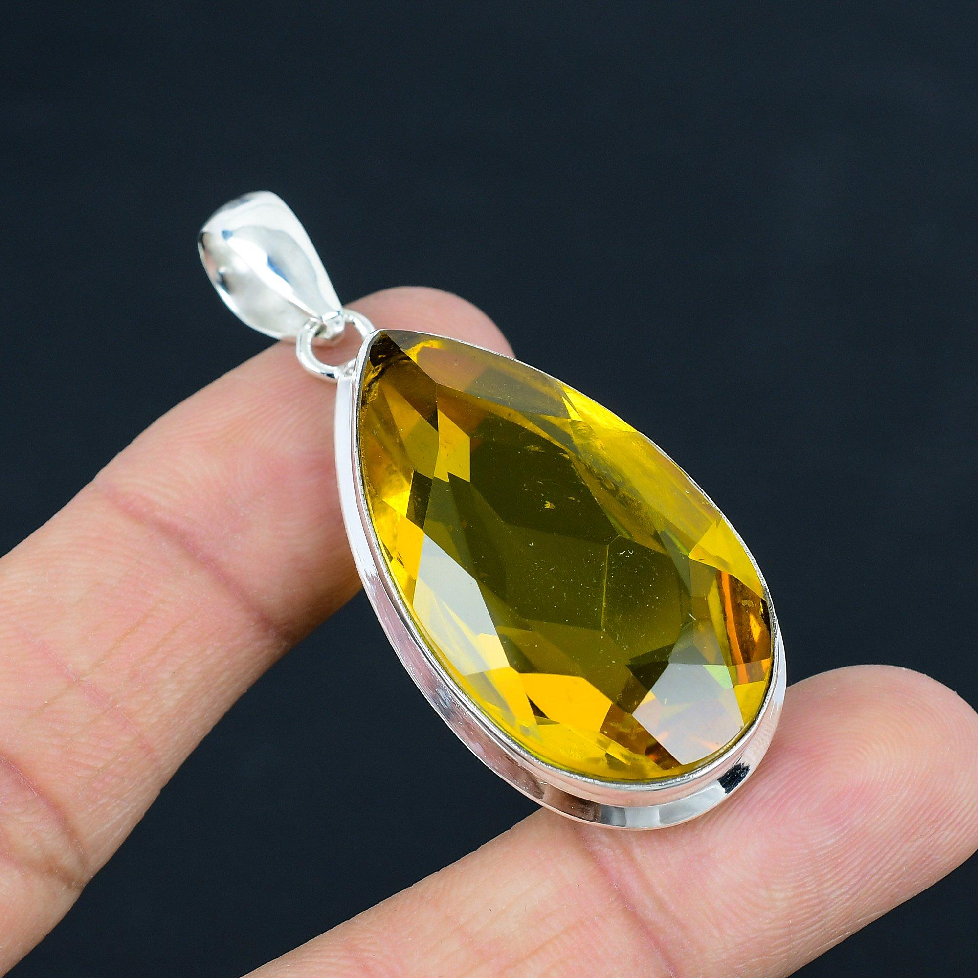 Подвеска из натурального граненого цитрина, серебро 925 пробы, ювелирные изделия-подвески, серебряные подвески ручной работы для подарка, пасхальный подарок
