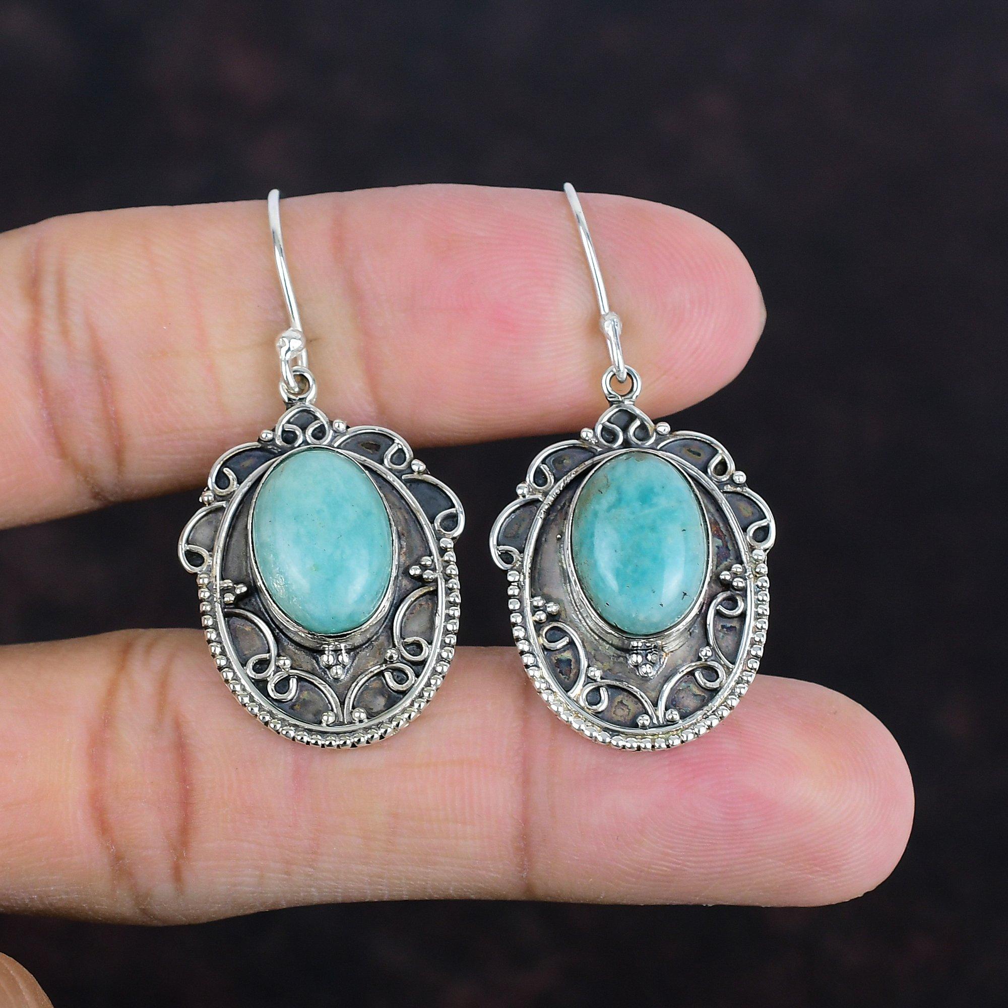 Серьги из амазонита, натуральные драгоценные камни, серьги ручной работы, винтажные серьги из стерлингового серебра 925 пробы, дизайнерские ювелирные изделия, висячие серьги для подарков