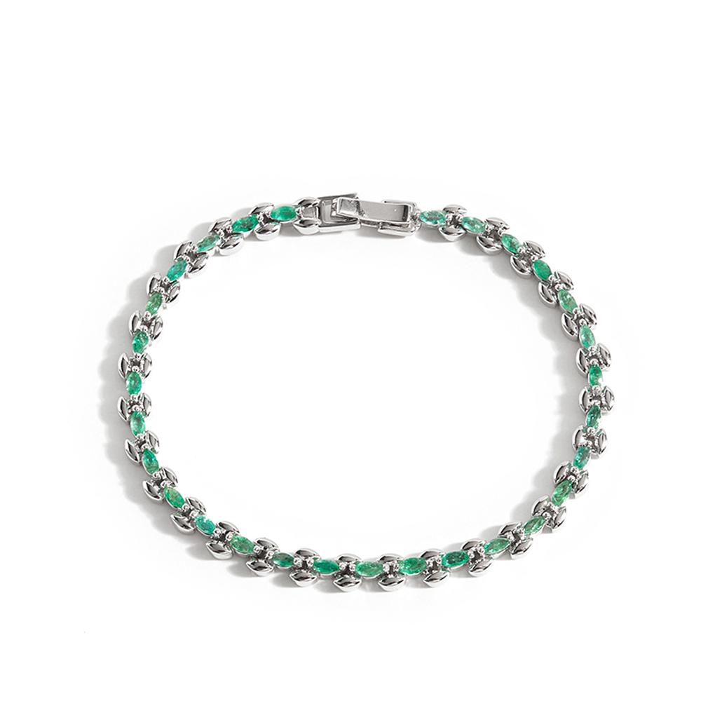 Драгоценный и элегантный браслет из натурального зеленого изумруда из стерлингового серебра 925 пробы для женщин. Благородные ювелирные украшения, подарок на свадьбу и банкет.