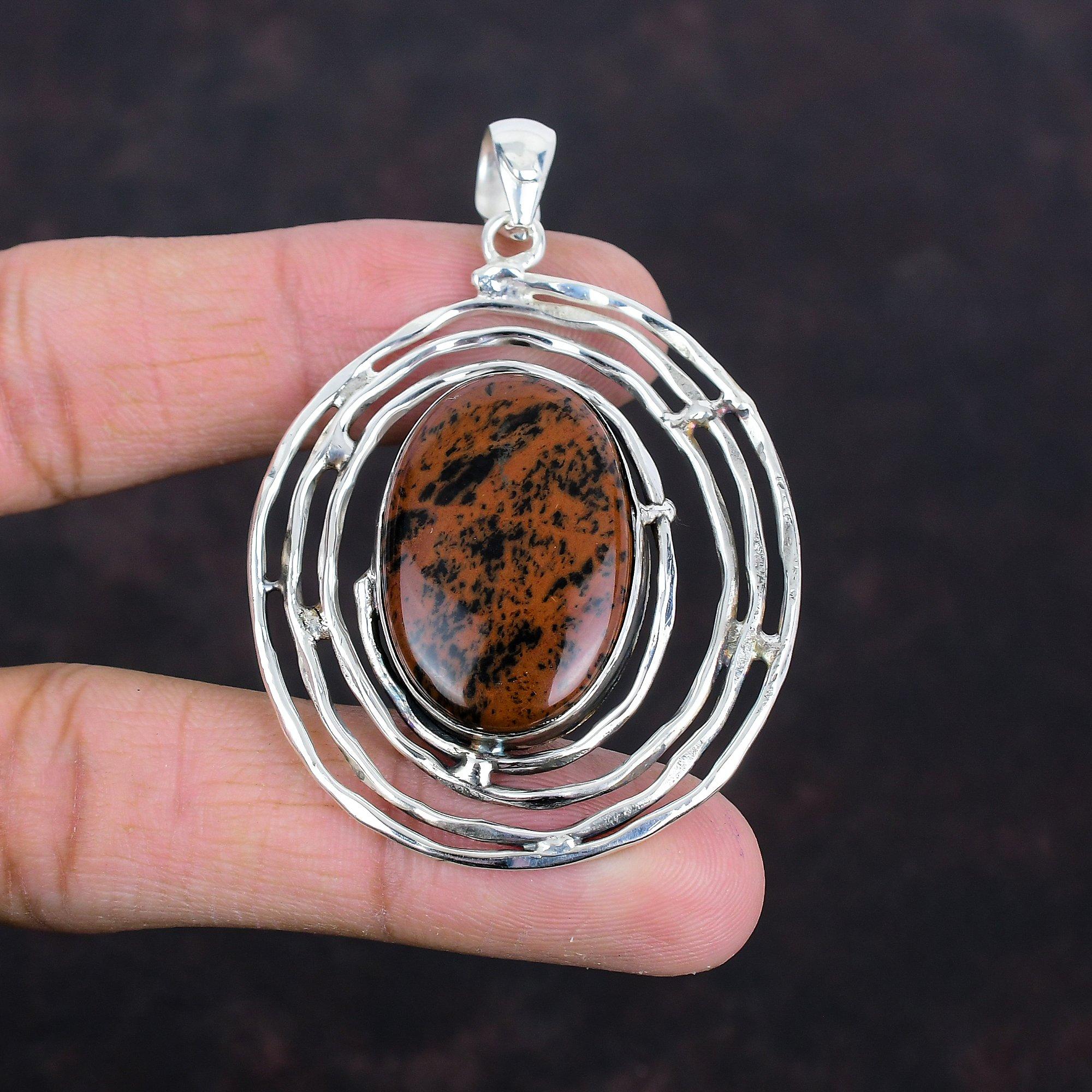 Mahogany Obsidian Pendant 925 Sterling Silver Pendant Original Gemstone Pendant Designer Jewelry Anniversary Gifts Handmade Stylish Pendant