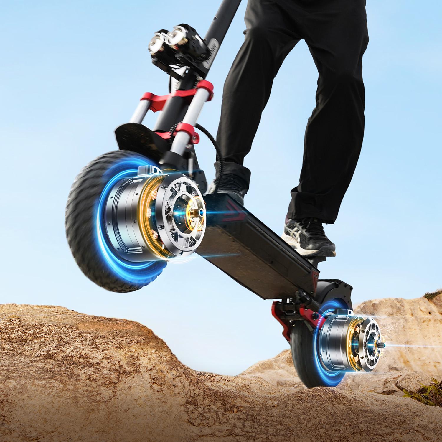 iScooter Электрический скутер ix8 20 Ач 12-дюймовая внедорожная шина 2400 Вт двойной мотор 60 км/ч 60-75 км диапазон