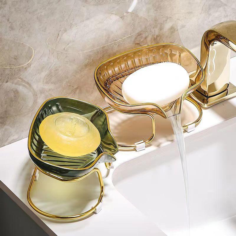1PC New Light Luxury Style Creative Soap Box Bathroom Toilet Household Drain Free Perforated Soap Rack Soap Dish Tray