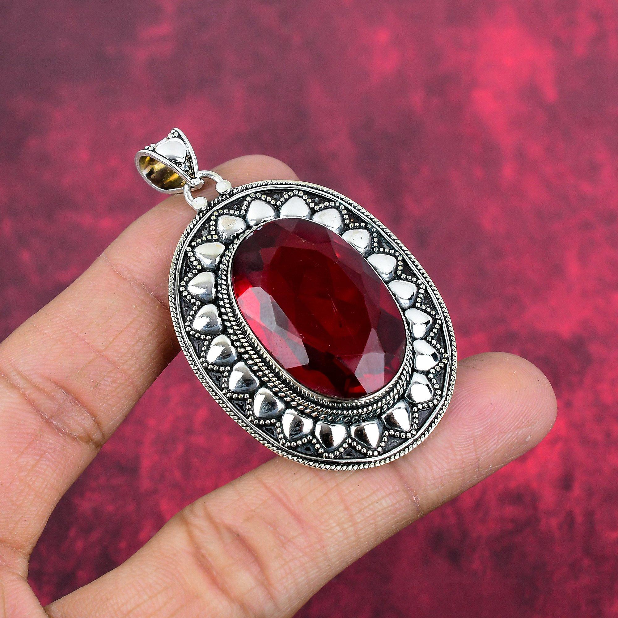 Подвеска из цельного серебра 925 пробы с гранатом, подвеска из драгоценного камня ручной работы, подарок жене, абсолютно новый кулон