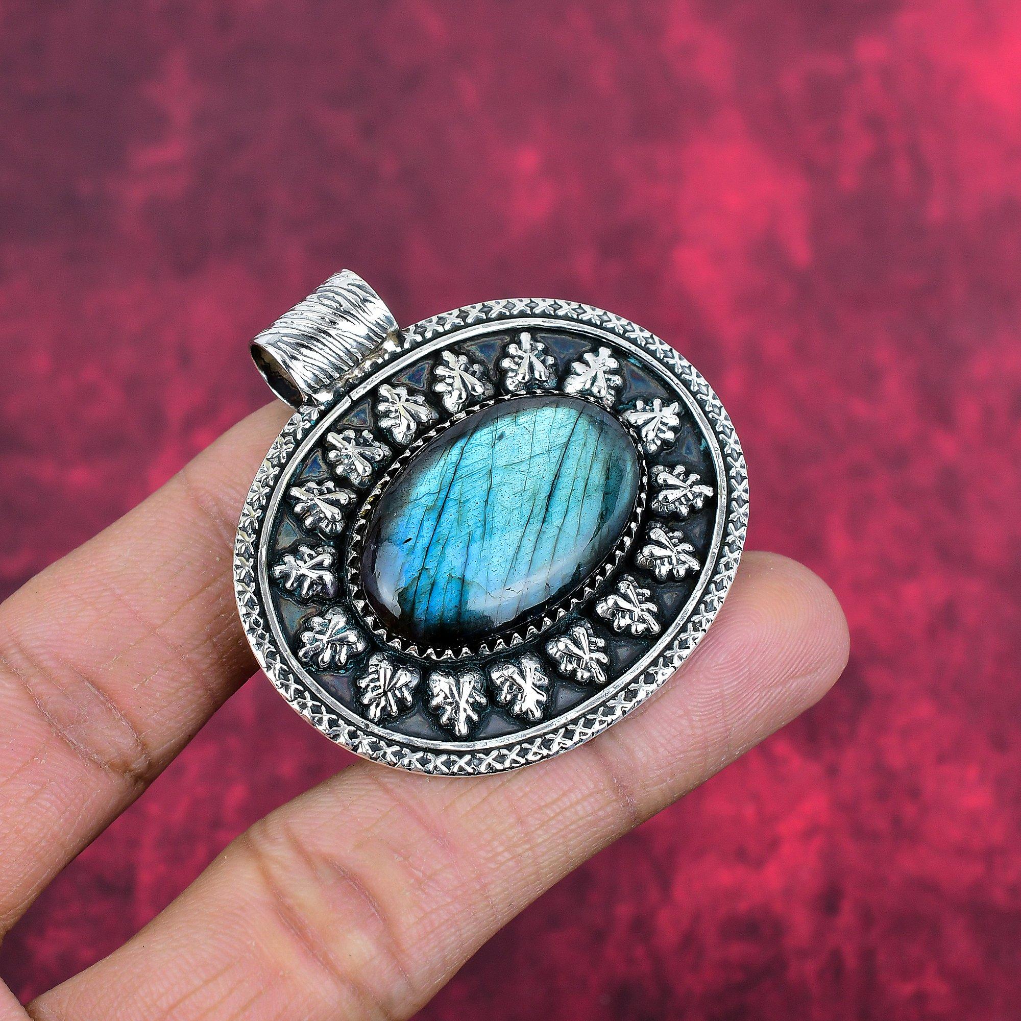 Подвеска из лабрадорита, ручная работа, драгоценный камень, серебряный кулон 925 пробы, антикварная бижутерия, для подарка, серебряные украшения