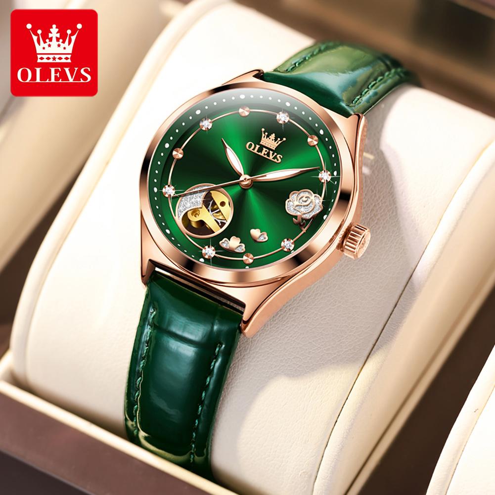 OLEVS Brand Watch Diamond Hollow Mechanical Table Waterproof Night Ladies Watch Female Watch