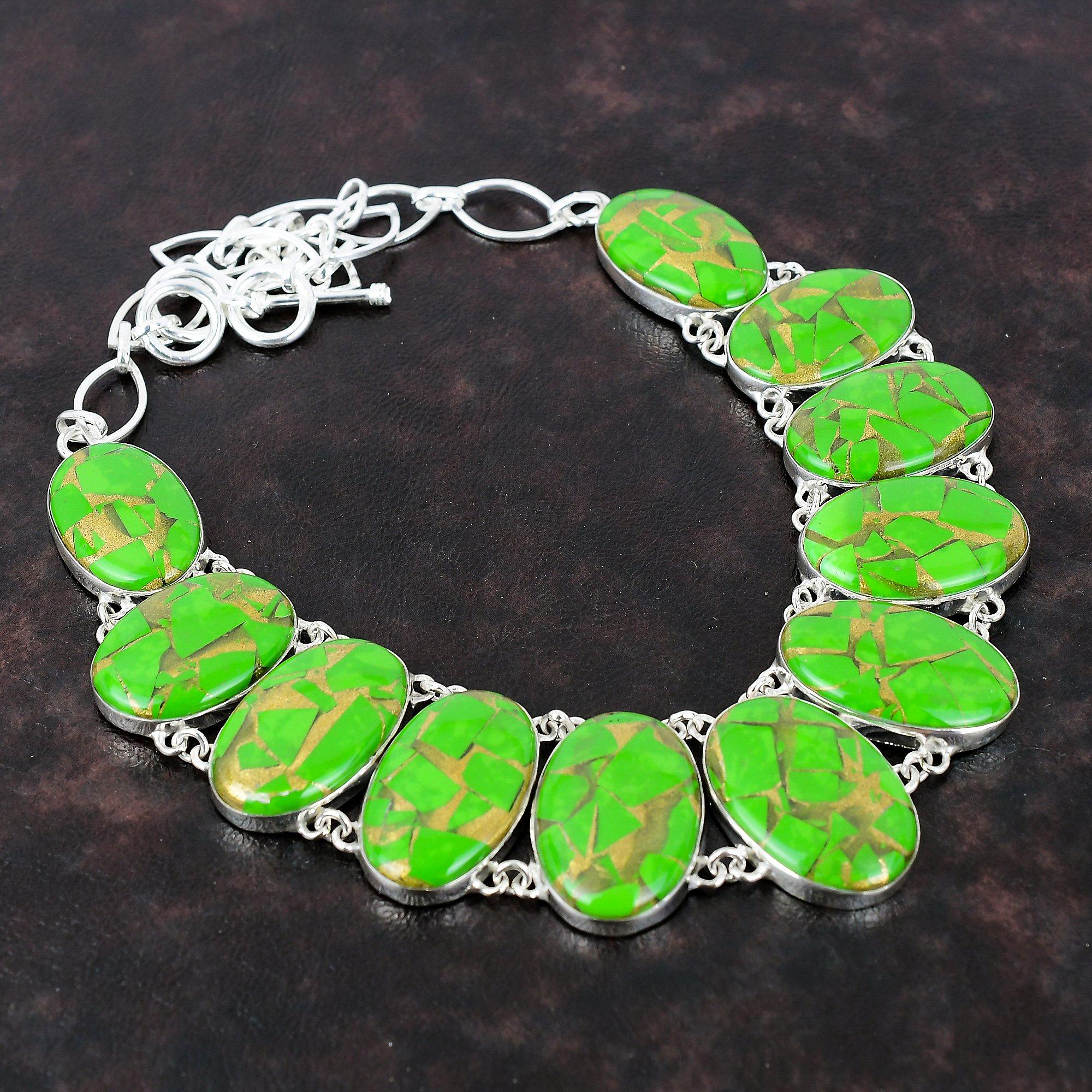 Медно-зеленое бирюзовое ожерелье, ожерелье из стерлингового серебра 925 пробы, драгоценный камень, ювелирные изделия ручной работы, регулируемая цепочка, ожерелье, подарок на годовщину для матери