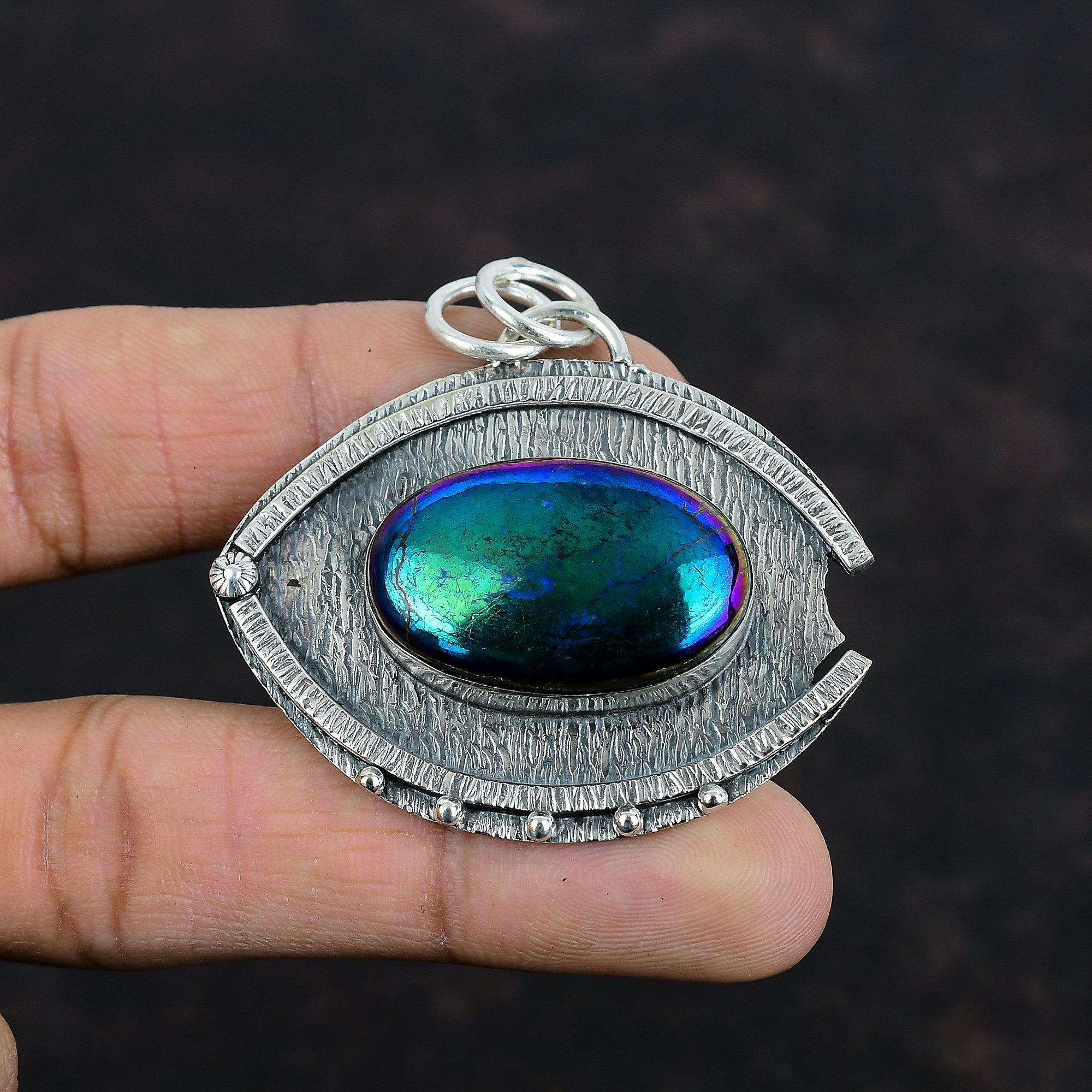 Rainbow Mystic Fire Labradorite Pendant 925 Sterling Silver Pendant Handmade Gemstone Pendant Elegant Jewelry Antique Pendant Gifts For Wife