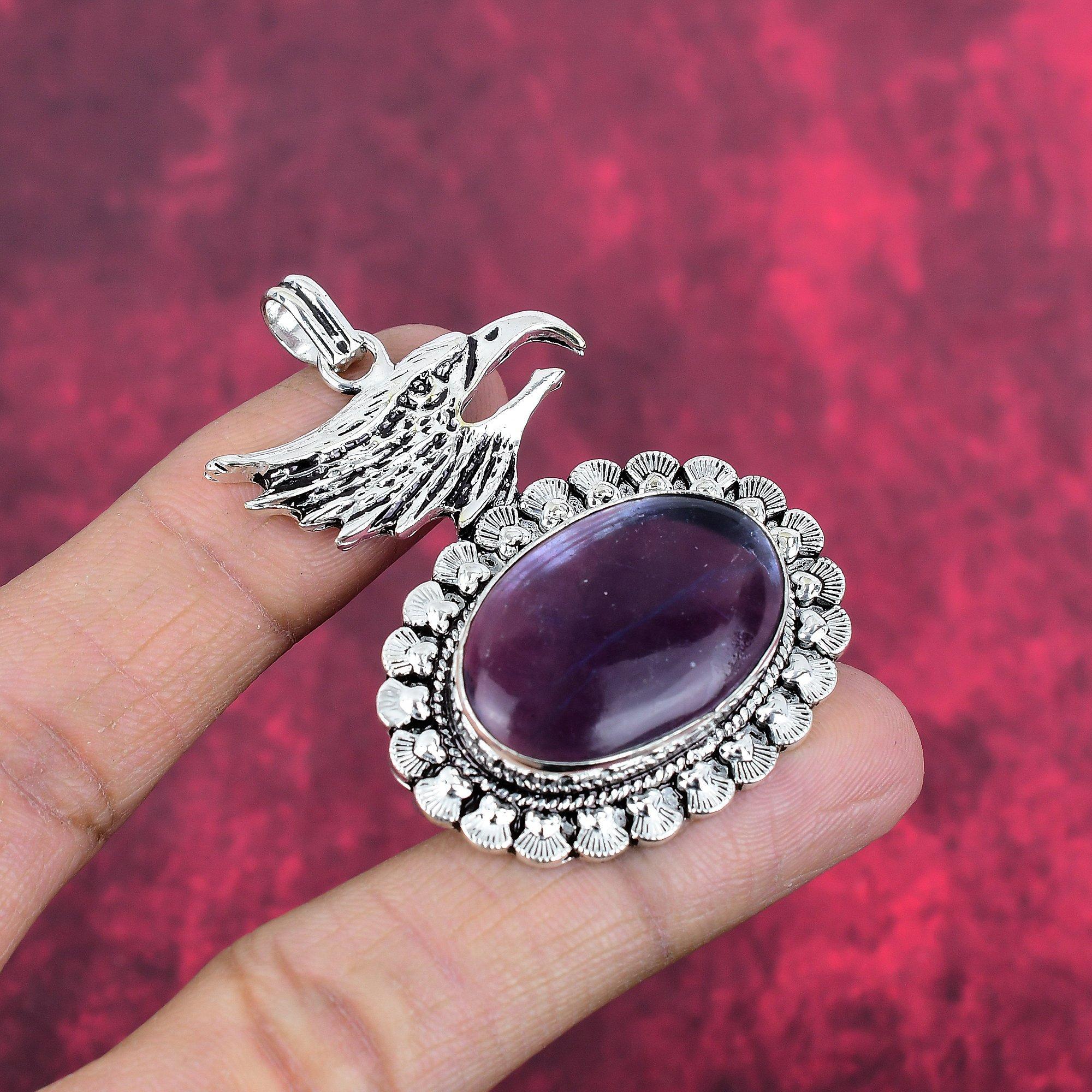 Подвеска с аметистом, ювелирные изделия из драгоценных камней, подвеска из цельного серебра 925 пробы, подарок для женщин, подвеска ручной работы