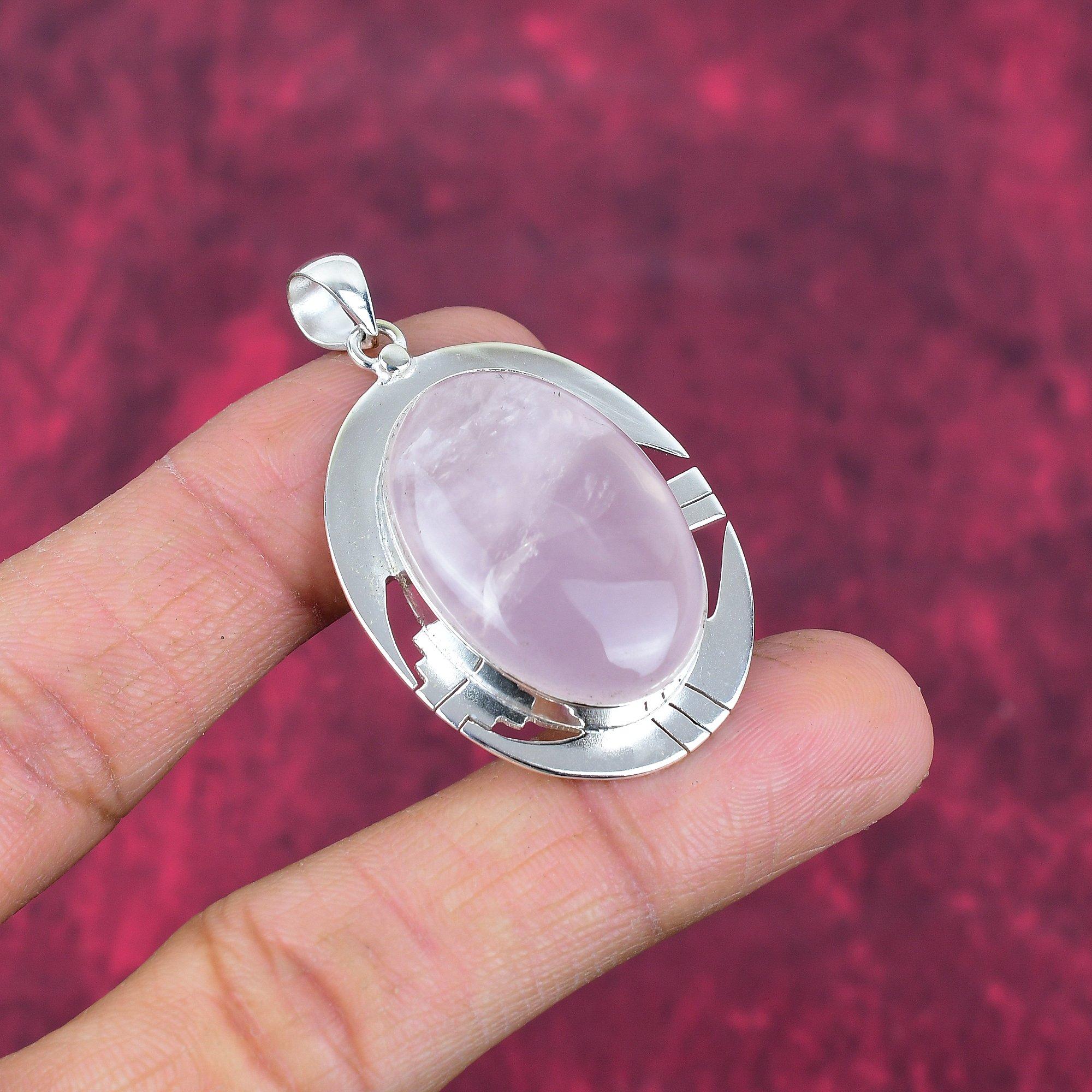 Ювелирные изделия из розового кварца, кулон из стерлингового серебра 925 пробы, ювелирные изделия ручной работы с драгоценными камнями, подарки для жены, абсолютно новый кулон
