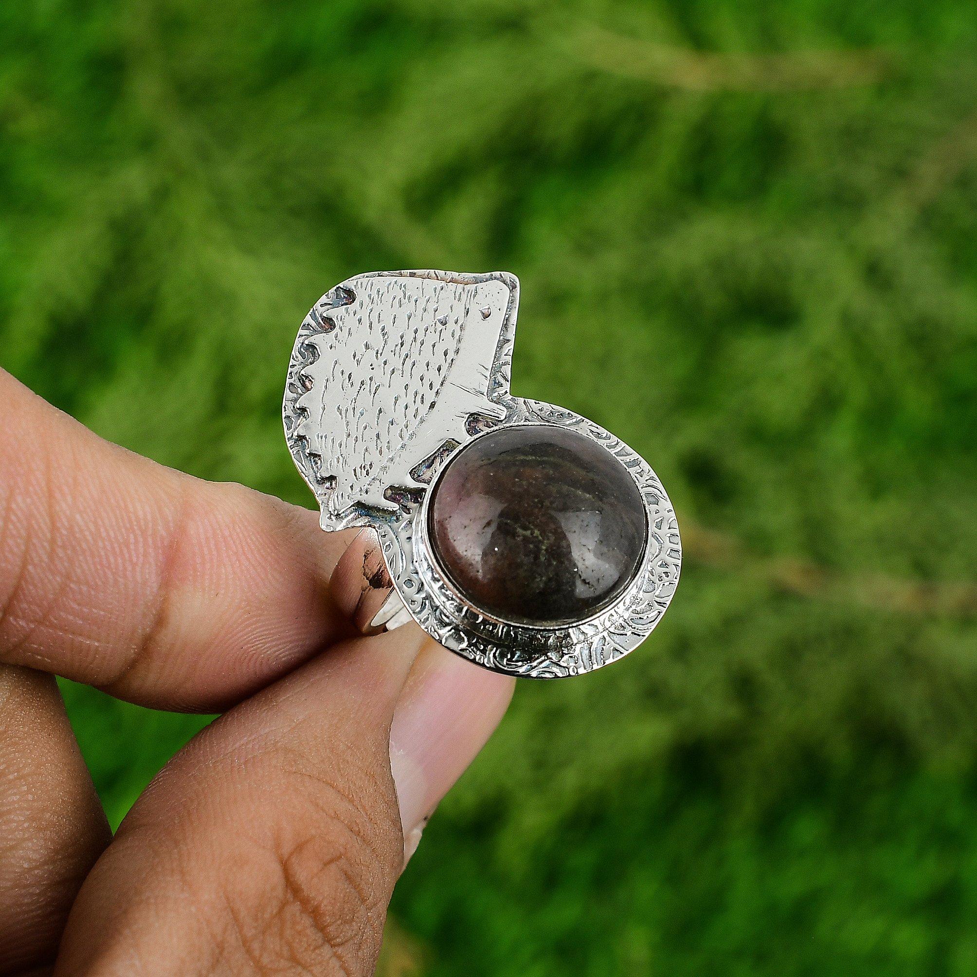 Strawberry Quartz Gemstone Bezel Elegant Trendy Solitaire Ethnic Ring 925 Silver