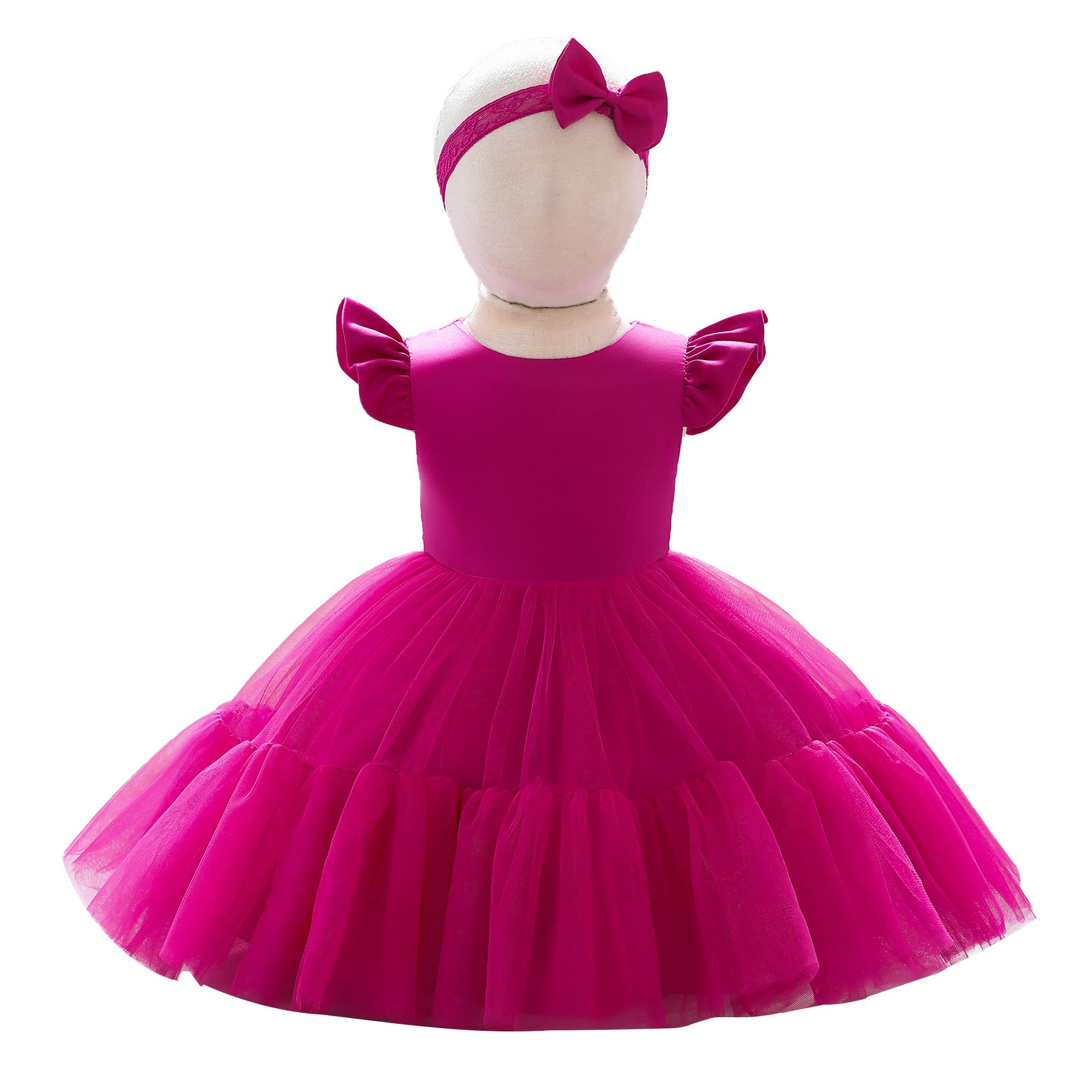Платье принцессы Платье для маленьких девочек с бантом Платье для крещения для девочек Тюлевые платья для первого дня рождения Одежда для малышей Пышное платье невесты