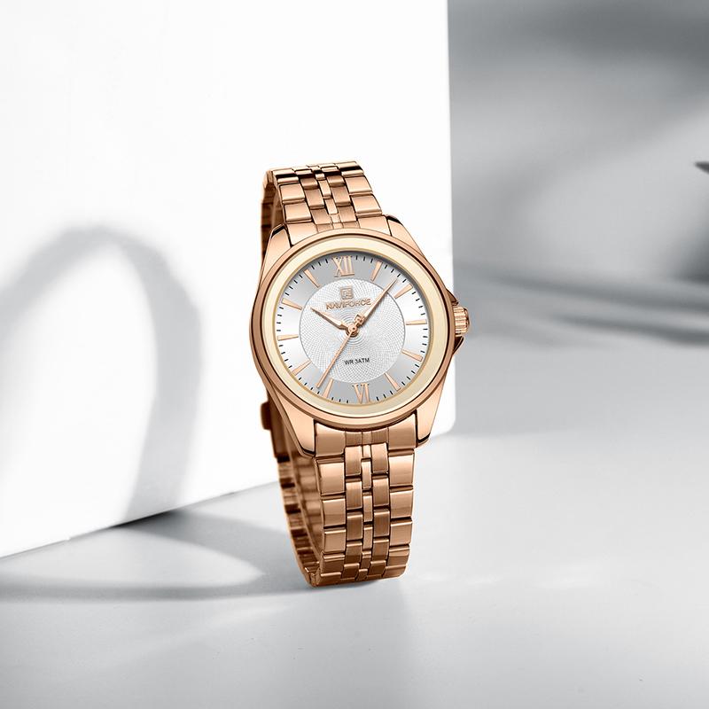 Naviforce Original Women Casual Quartz Watch Waterproof 3ATM Stainless Steel Strap Round Case Simple Lady Fashion Accessories Watch NF5067