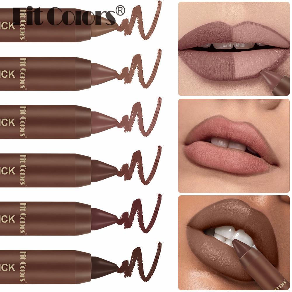 Matte Chocolate Brown Lipstick Crayon Non-stick Cup Lip Liner Pencil Soft Mist Waterproof Creamy Pigmented Lip Outline Contour
