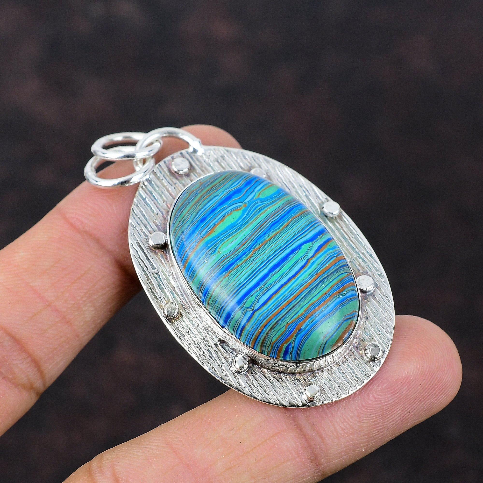 Радужный кулон из кальцинированного кремния, элегантные ювелирные изделия ручной работы, подвеска из стерлингового серебра 925 пробы, ювелирное изделие высшего качества, подарок для свадебных дизайнерских ювелирных изделий