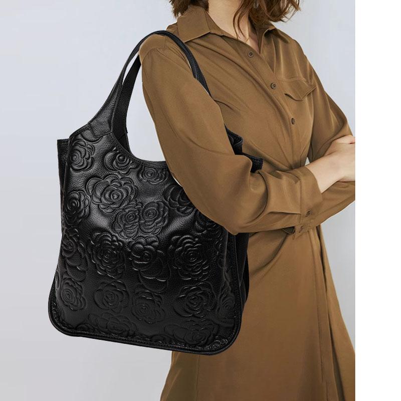 2024 Новая женская сумка, модная, универсальная, из коровьей кожи, с принтом, большая вместимость, сумка через плечо для поездок на работу