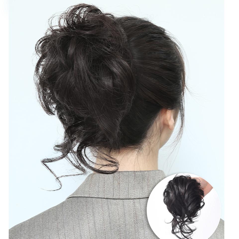 Short Messy Fluffy Chignon Donut Hair Bun Pad Elastic Hair Rope Rubber Band Synthetic Ponytail Hair Extension