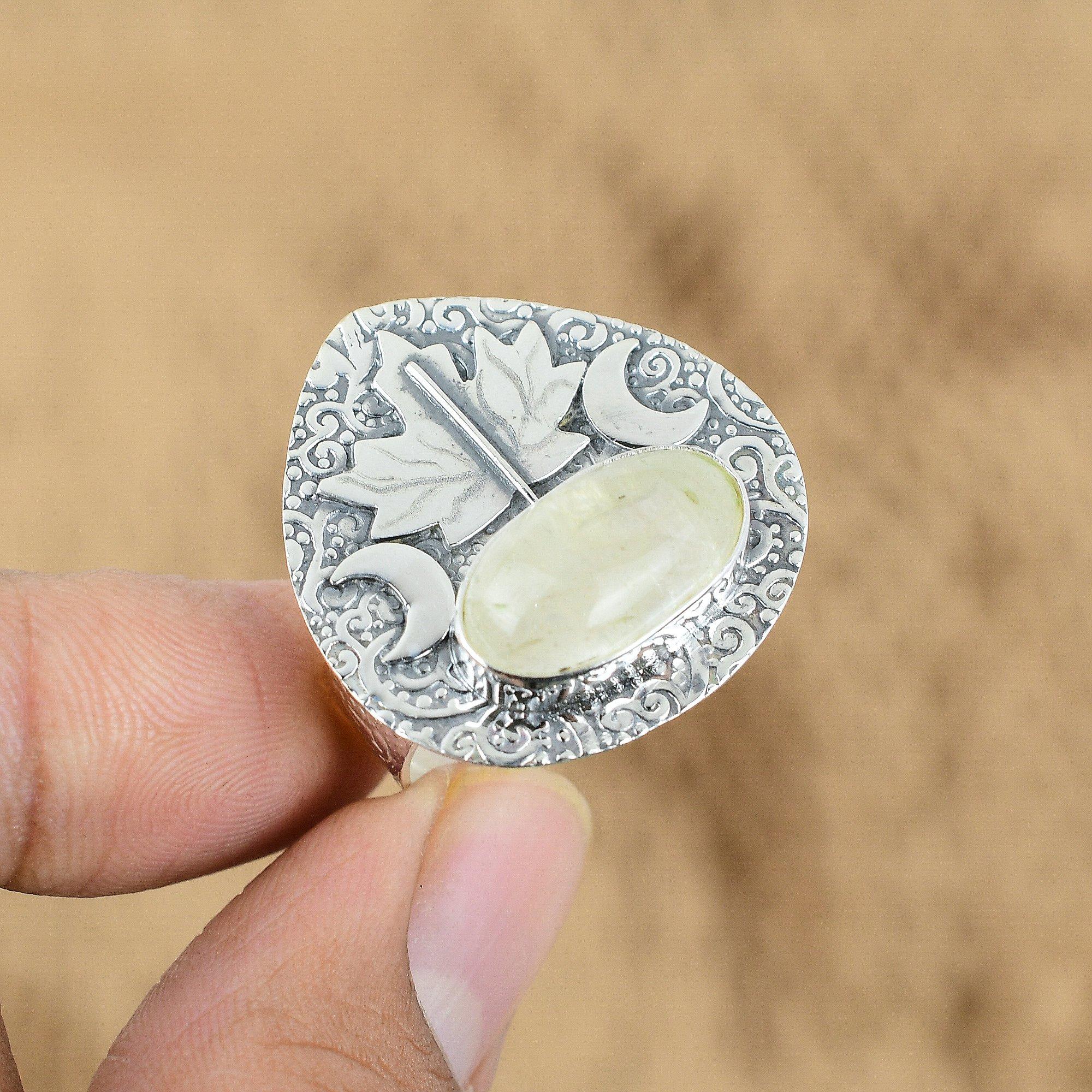 Oval Moonstone Stone 925 Sterling Silver Promise Mother Birthday Ring Jewelry