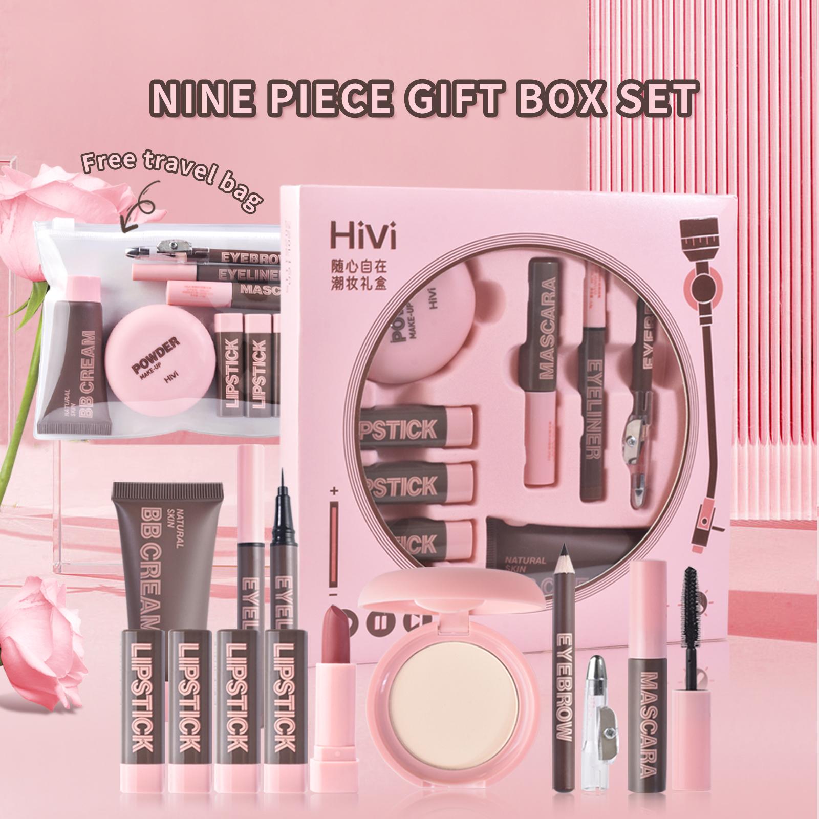 Набор для макияжа Подводка для глаз с полным покрытием Консилер Матовый оттенок для губ Водонепроницаемый 9 шт. Косметика