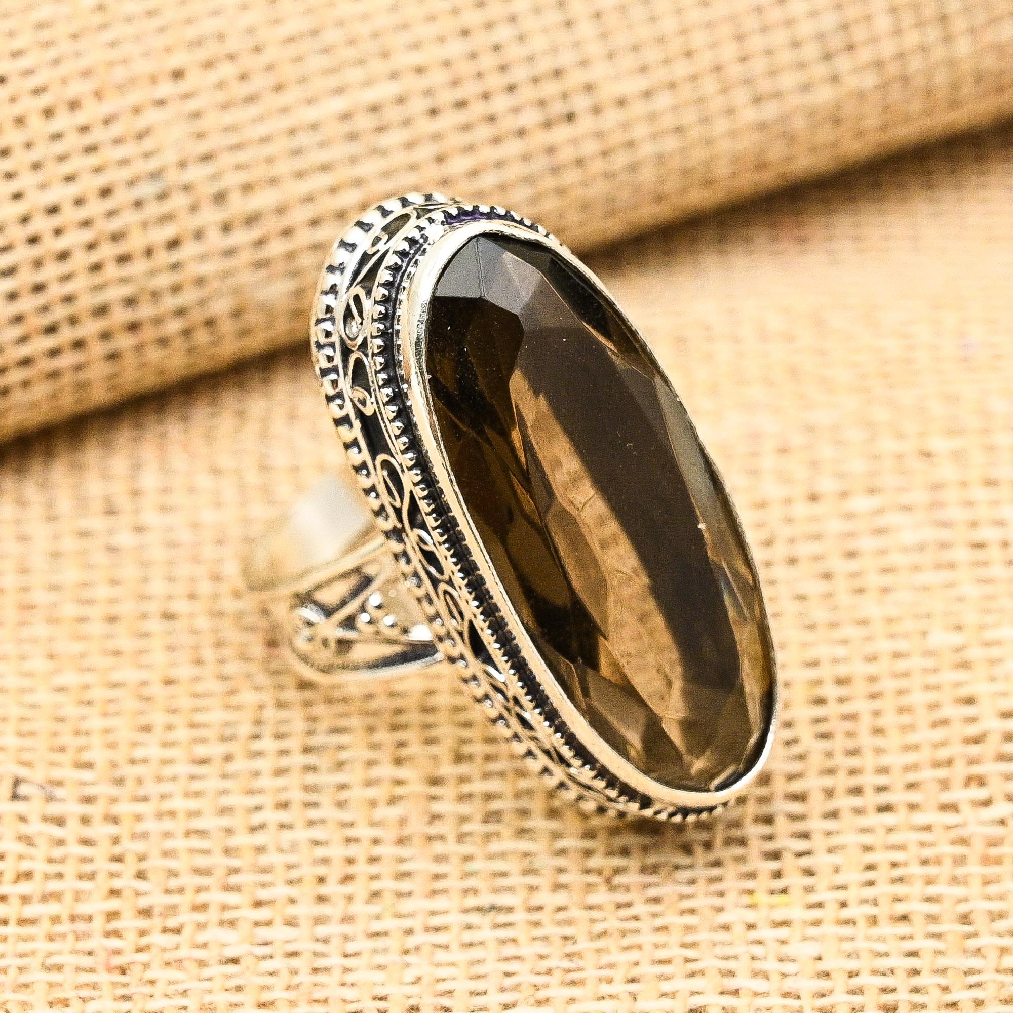 Дымчатый топаз драгоценный камень ручной работы из стерлингового серебра 925 пробы женское ювелирное кольцо для подарка на помолвку