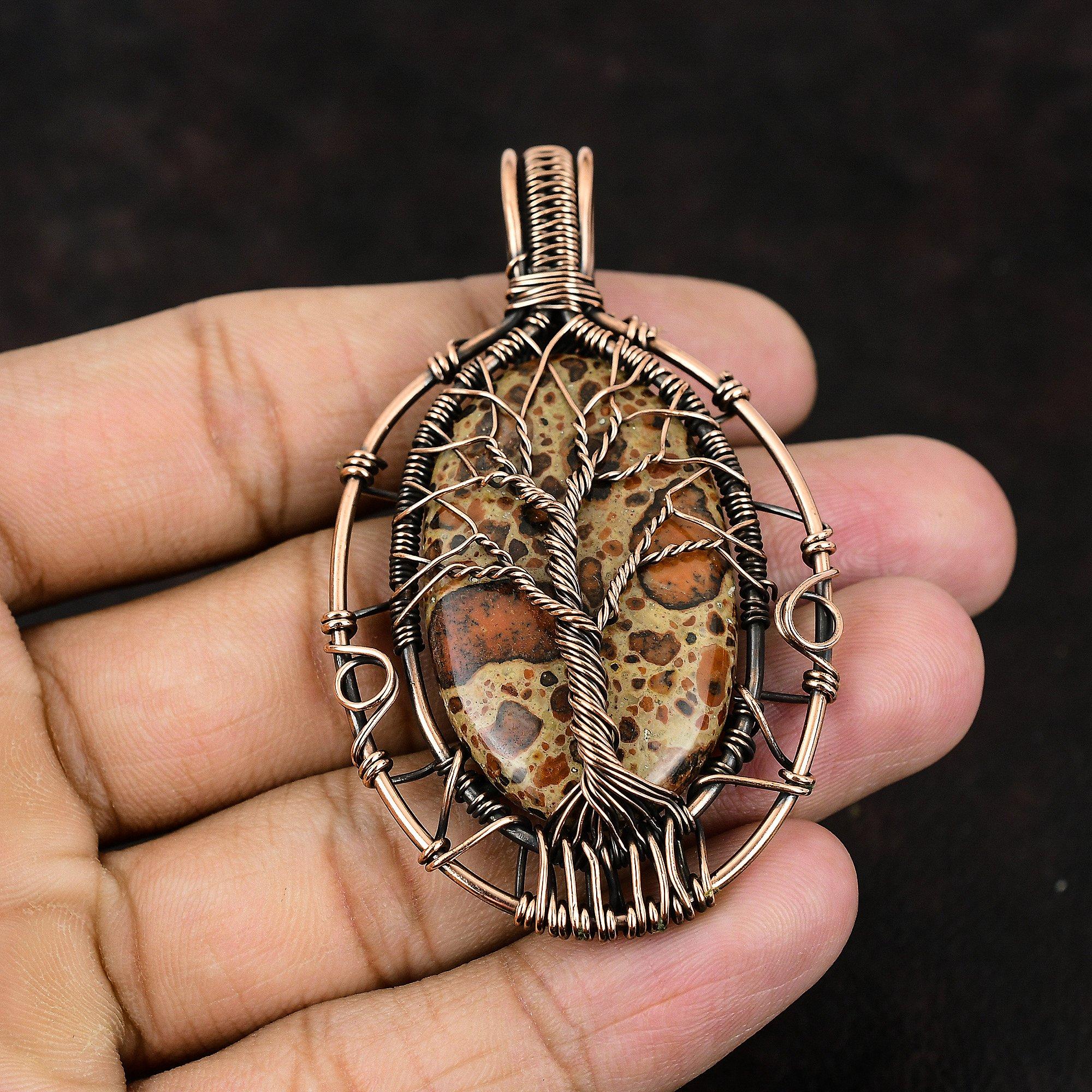 Tree Of Life Asteroid Jasper Copper Pendant Copper Wire Wrapped Jewelry Asteroid Jasper Gemstone Unique Jewelry Gift For Mother Gift For Her