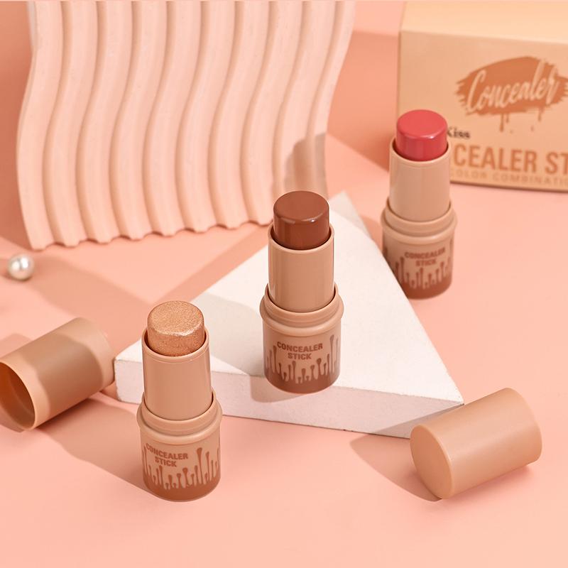 3pcs Contouring Stick Set Face Contour Stick Shadow Stick Blush Stick 3-in-1 Perfect Concealer Stick Full Coverage Breathable and Light