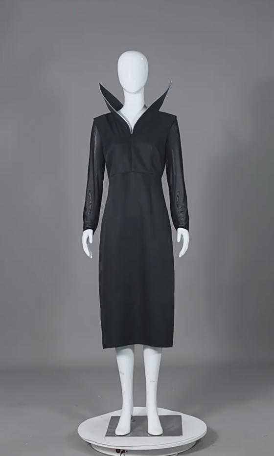 Хэллоуин Платье Мисс Аддамс с высоким воротником и длинными рукавами Косплей костюм для аниме-шоу
