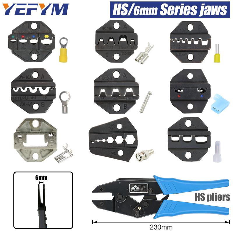 1 шт. HS обжимные клещи, плоскогубцы, штампы, вилка, изоляция трубки, неизолированный флаг, клеммы для коаксиального кабеля, сменные обжимные YEFYM