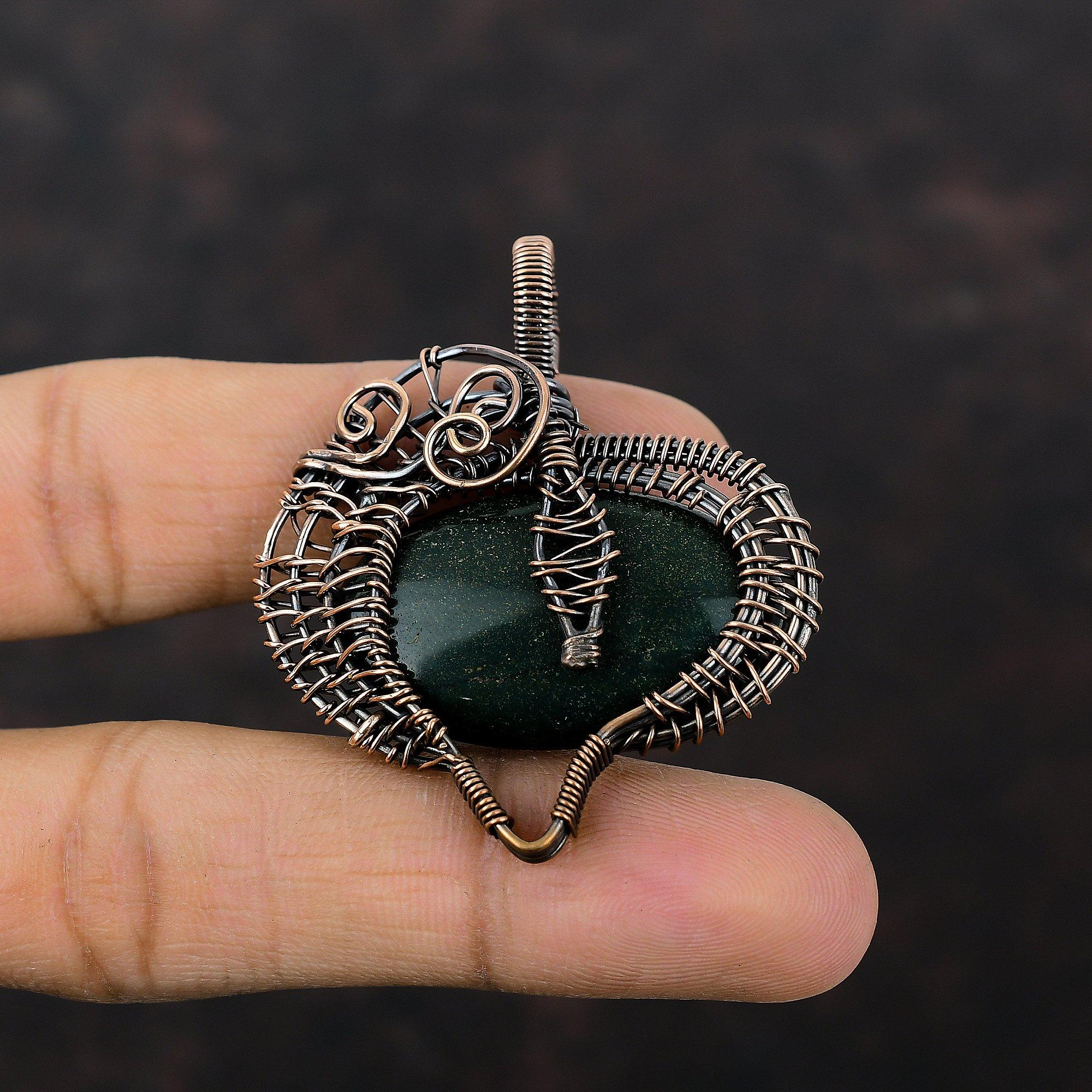 Подвеска из кровавого камня, подвеска из медной проволоки, красивая подвеска ручной работы, ювелирные изделия из драгоценного камня кровавого камня, уникальный дизайн, подвеска, подарки на помолвку