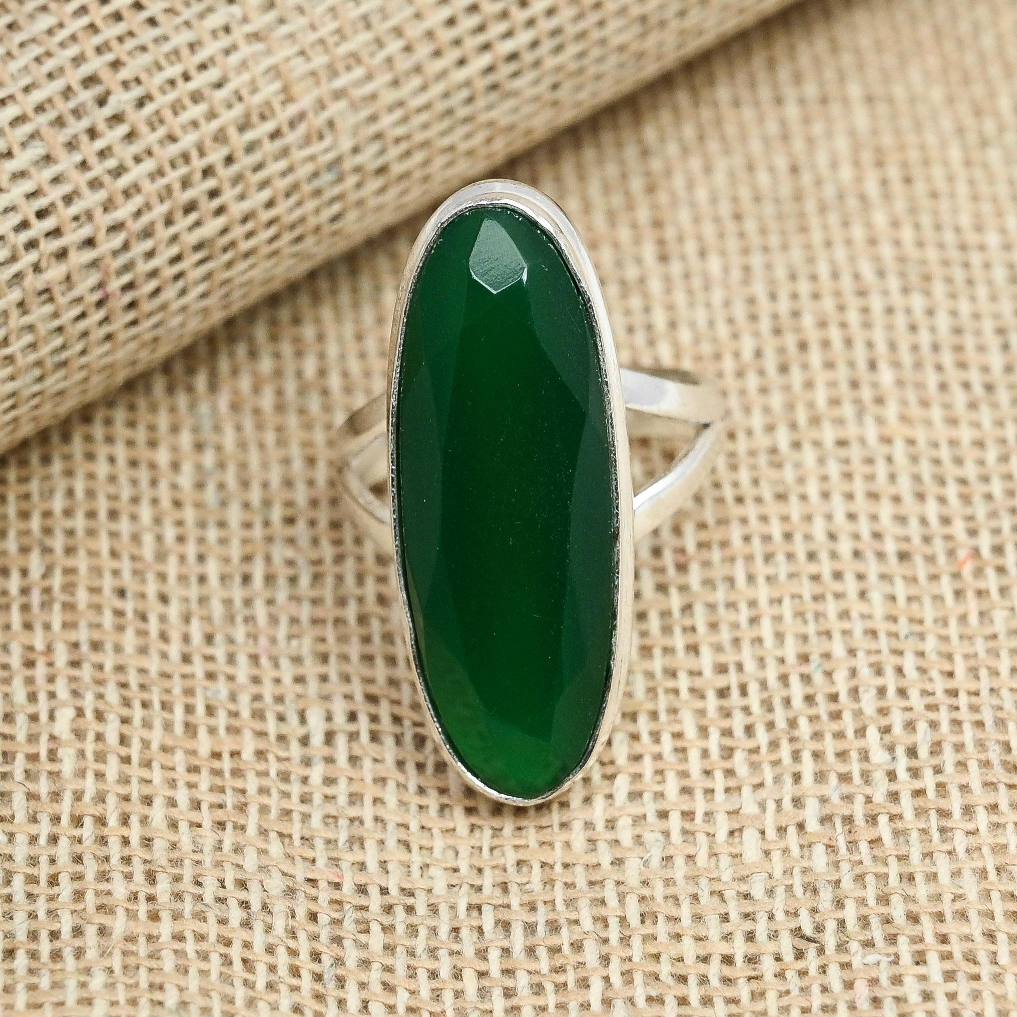 Изумрудный драгоценный камень, созданный в лаборатории, ювелирное кольцо ручной работы из твердого серебра 925 пробы, все размеры