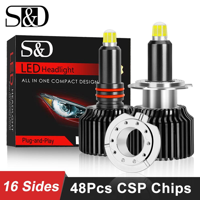 2 шт. 48 CSP H1 H3 H7 светодиодные лампы H8 H11 9005 HB3 9006 HB4 Canbus 360 Автомобильные фары 18000LM Авто Противотуманные фары 4300K 6000K 4300K Белый Желтый Turbo Led H7