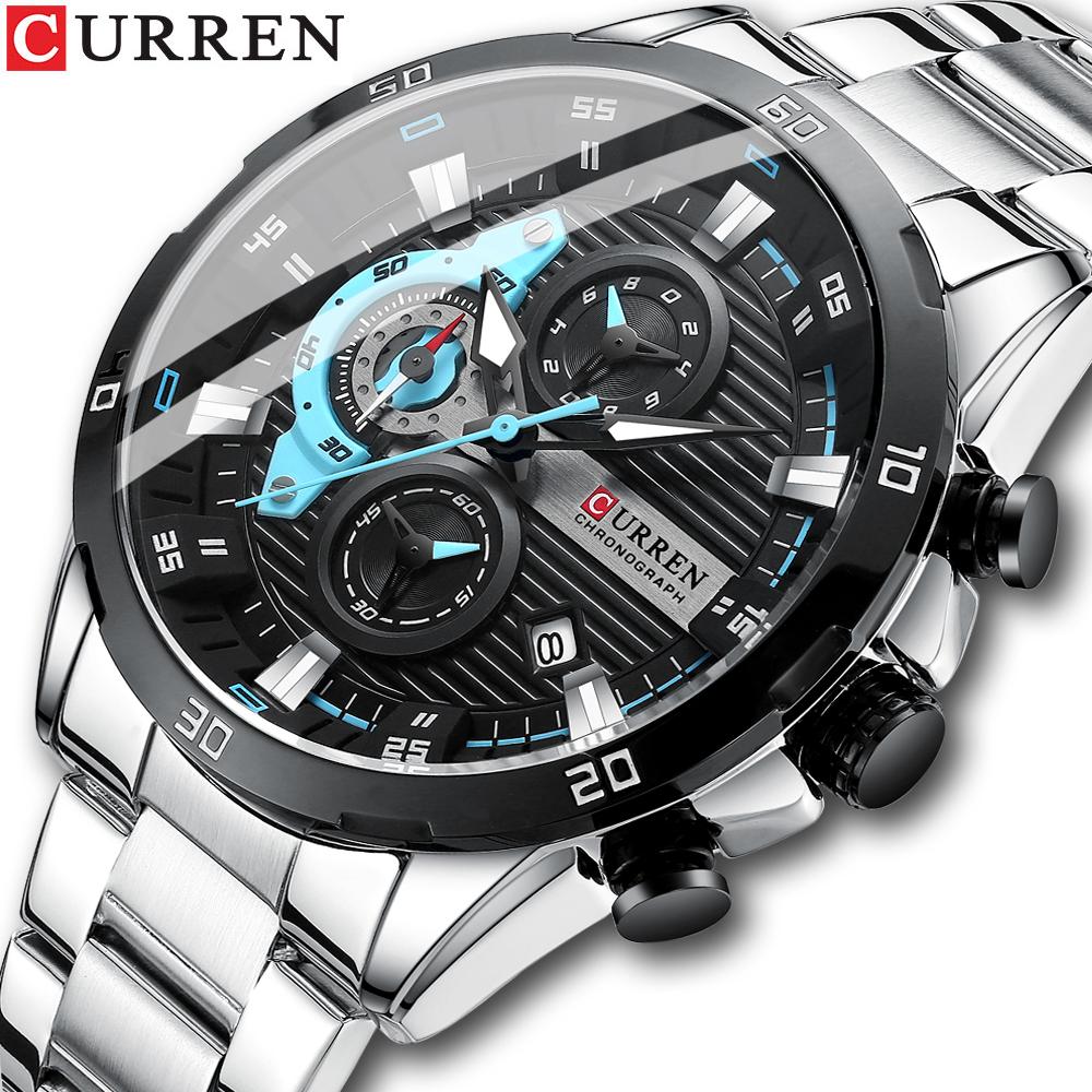 CURREN Stainless Steel Watches for Mens Creative Fashion Luminous Dial with Chronograph Clock Male Casual Wristwatches M8402