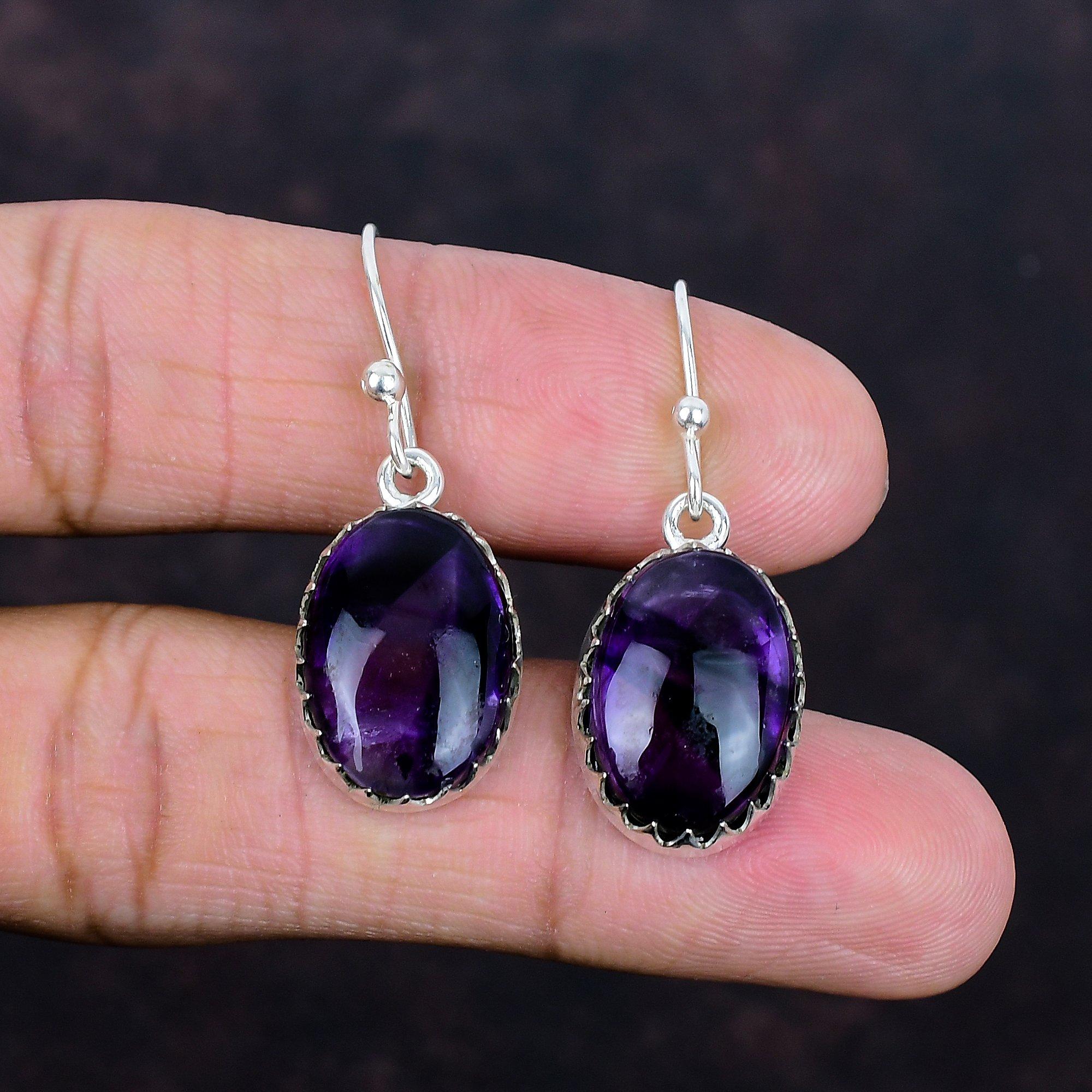 Серьги с драгоценными камнями звездчатого аметиста, ювелирные изделия ручной работы, серьги из стерлингового серебра 925 пробы, ювелирные изделия из натурального звездчатого аметиста, серьги-подвески, подарки на годовщину