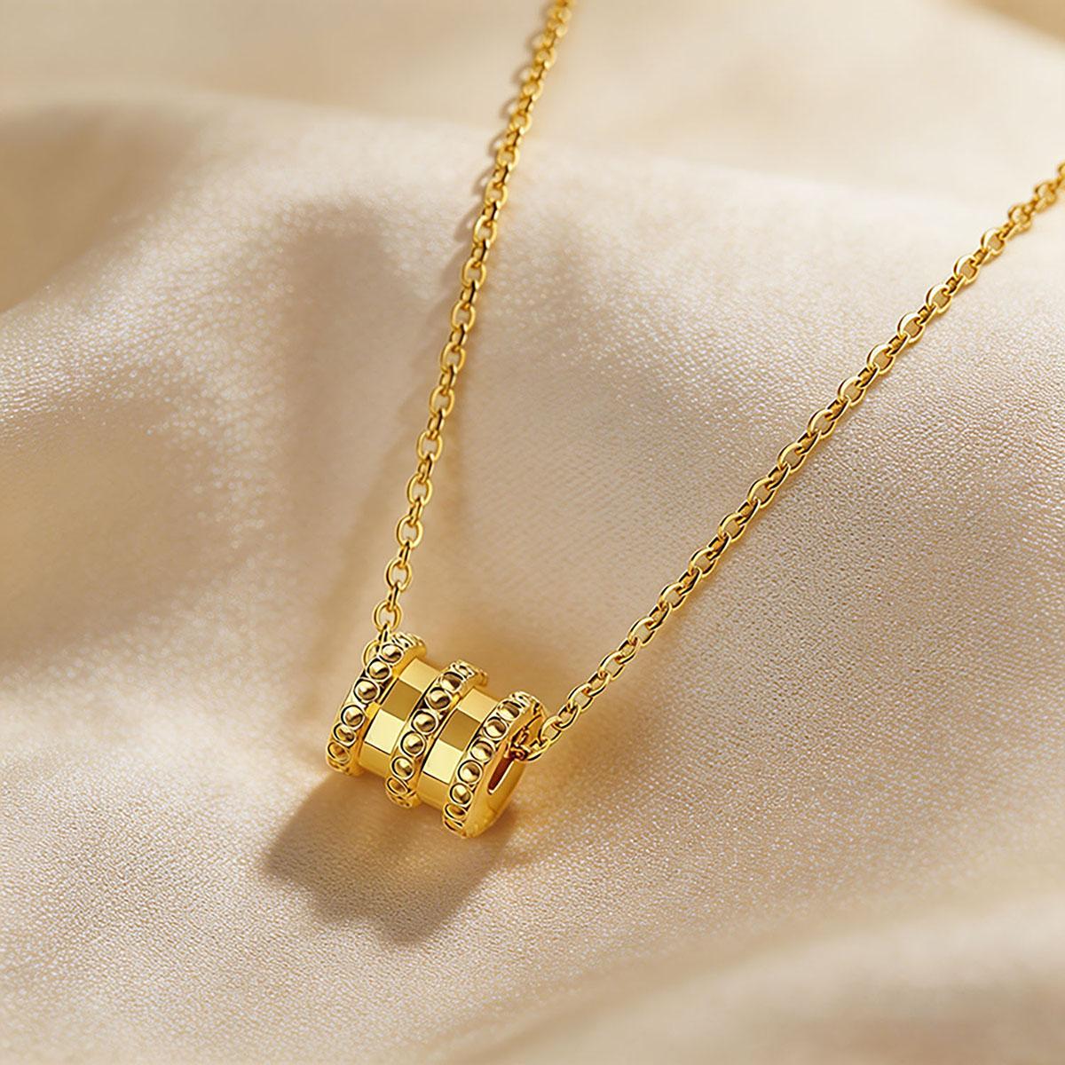 Canton Tower Gold Necklace Women's Fashion Trendy Lucky Wheel Pendant Necklace Versatile Cool Style Pendant