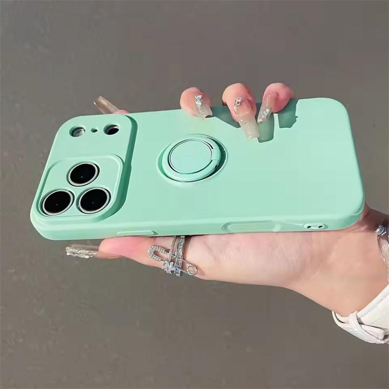Противоударный чехол для телефона с подставкой-кольцом для iPhone 17 Air 16e 15 14 13 12 11 Pro Max Plus Xs XR Mini Матовый силиконовый мягкий чехол