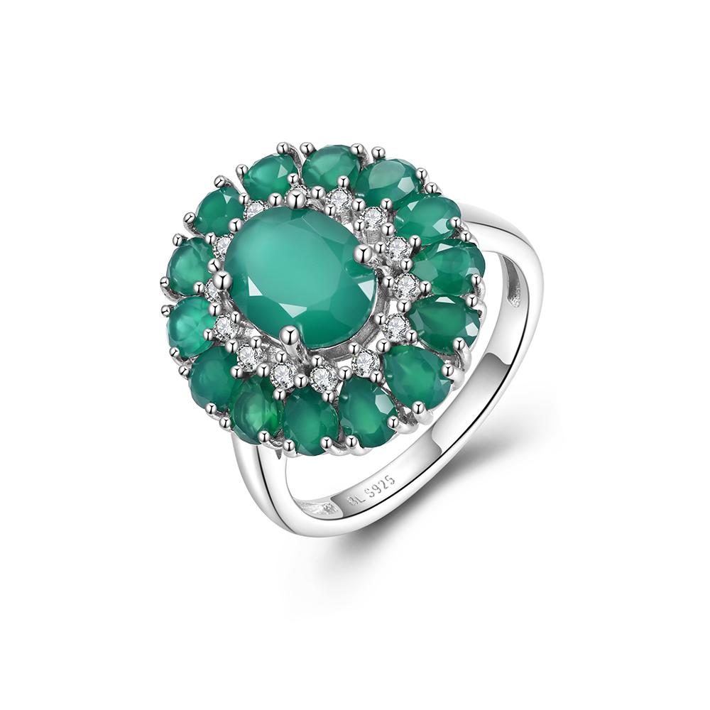 Модное потрясающее серебряное кольцо S925, натуральный зеленый агат, успокаивающий драгоценный камень, свет, роскошные украшения для женщин, помолвка, банкет, фестиваль, подарок