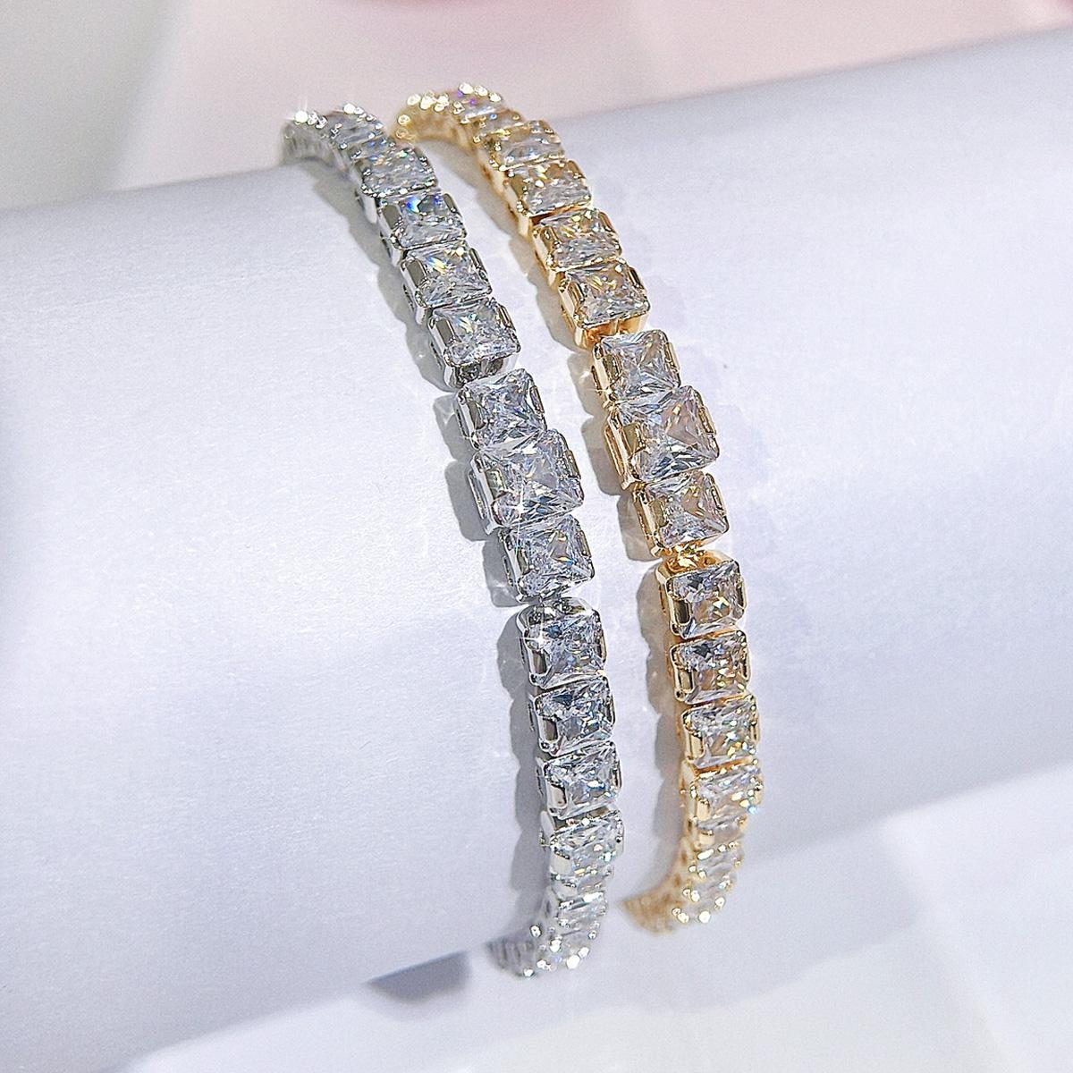 CMM Korean-Style Elegant Temperament Women's Jewelry High-Quality Metal Accessories Shiny Zircon Tennis Bracelet