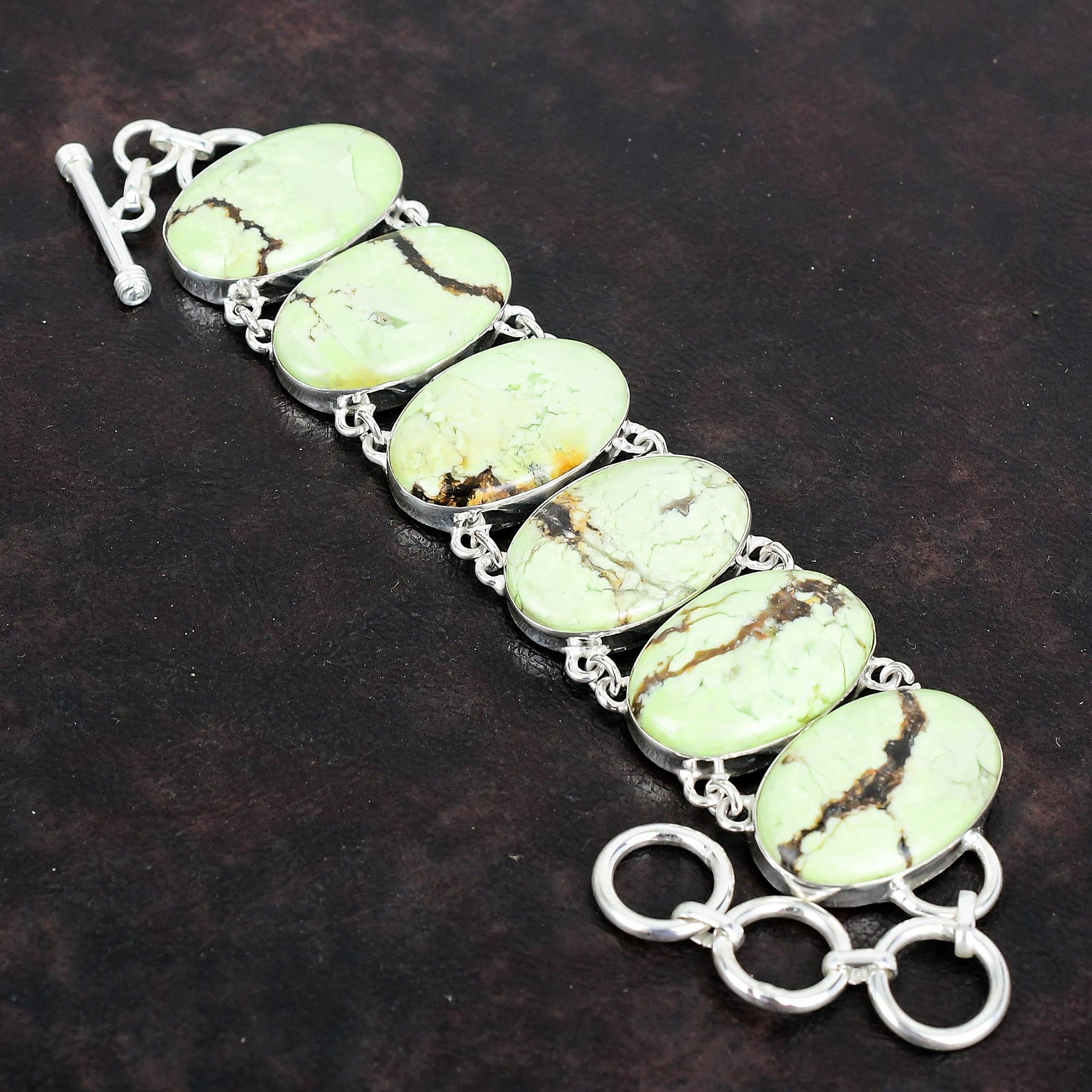 Браслет из лимонного хризопраза, браслет из драгоценных камней, серебро 925 пробы, регулируемый браслет-цепочка, ручная работа, лимонный хризопраз, ювелирные изделия, подарки для него